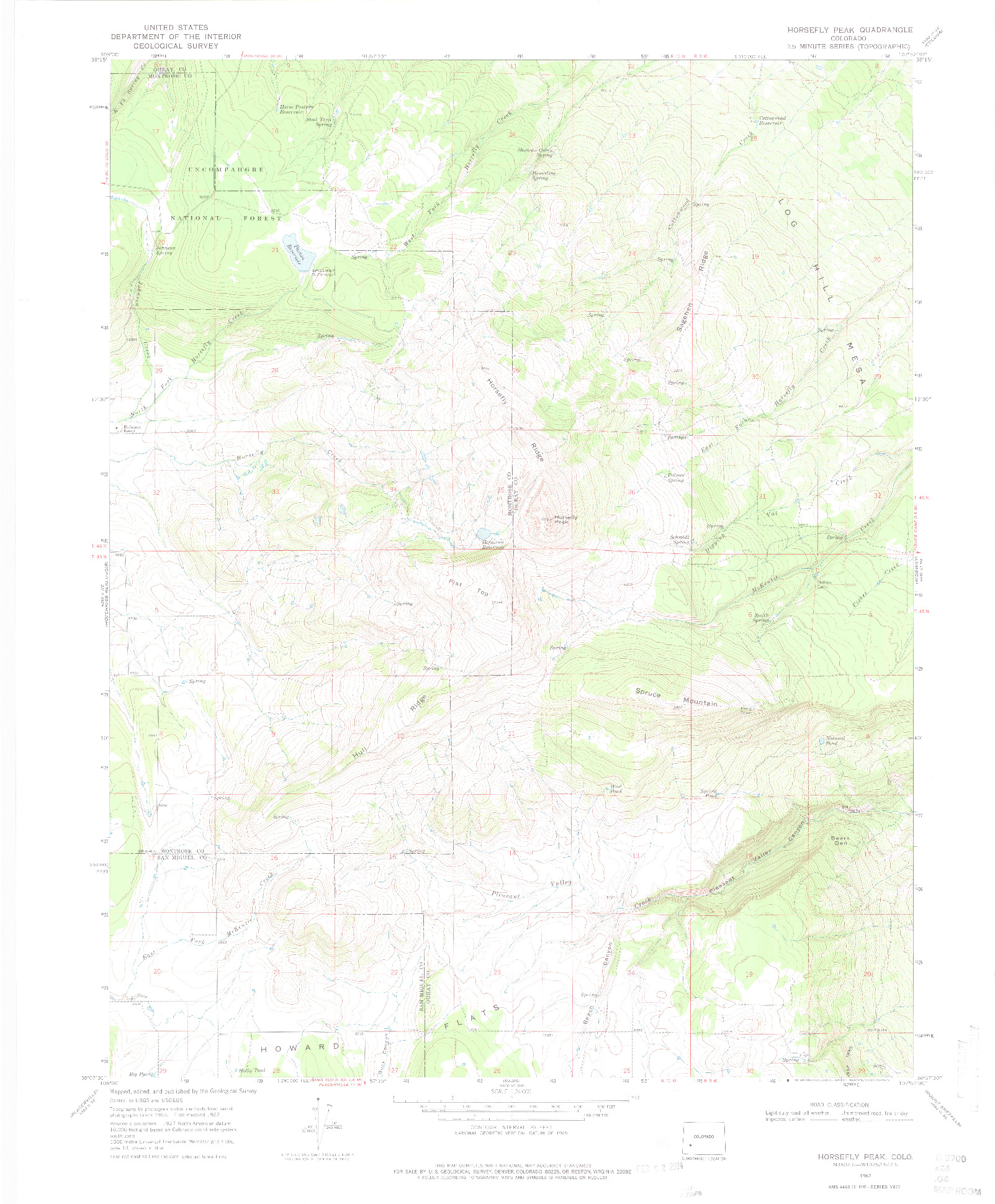 USGS 1:24000-SCALE QUADRANGLE FOR HORSEFLY PEAK, CO 1967