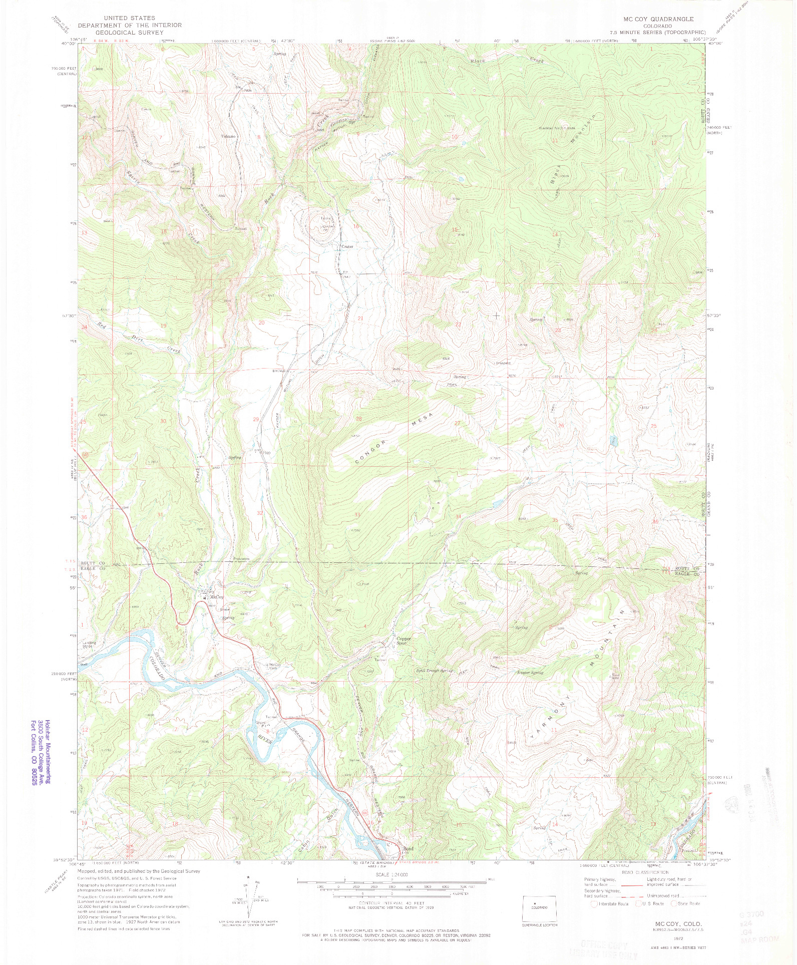 USGS 1:24000-SCALE QUADRANGLE FOR MC COY, CO 1972
