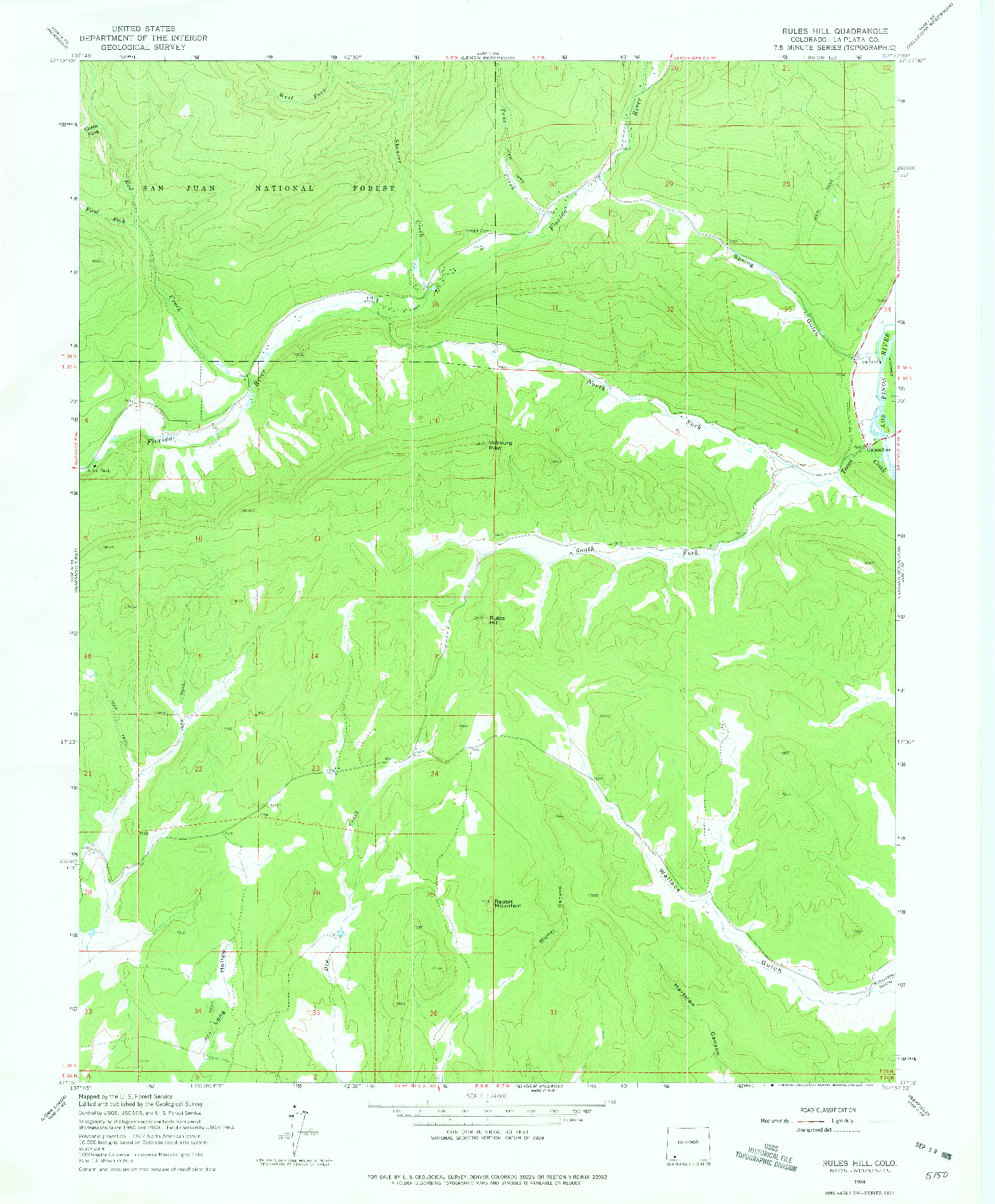 USGS 1:24000-SCALE QUADRANGLE FOR RULES HILL, CO 1964