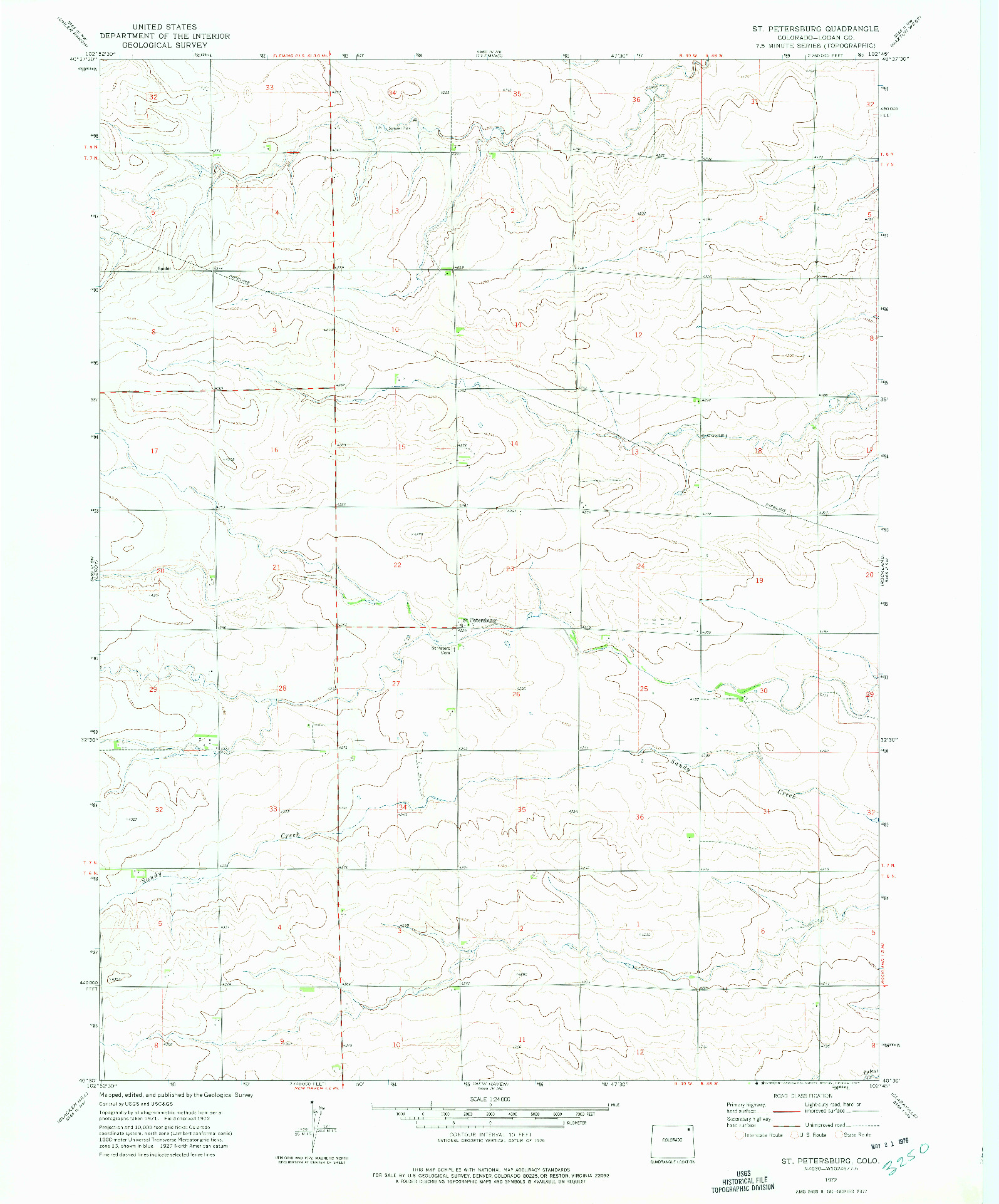USGS 1:24000-SCALE QUADRANGLE FOR ST PETERSBURG, CO 1972
