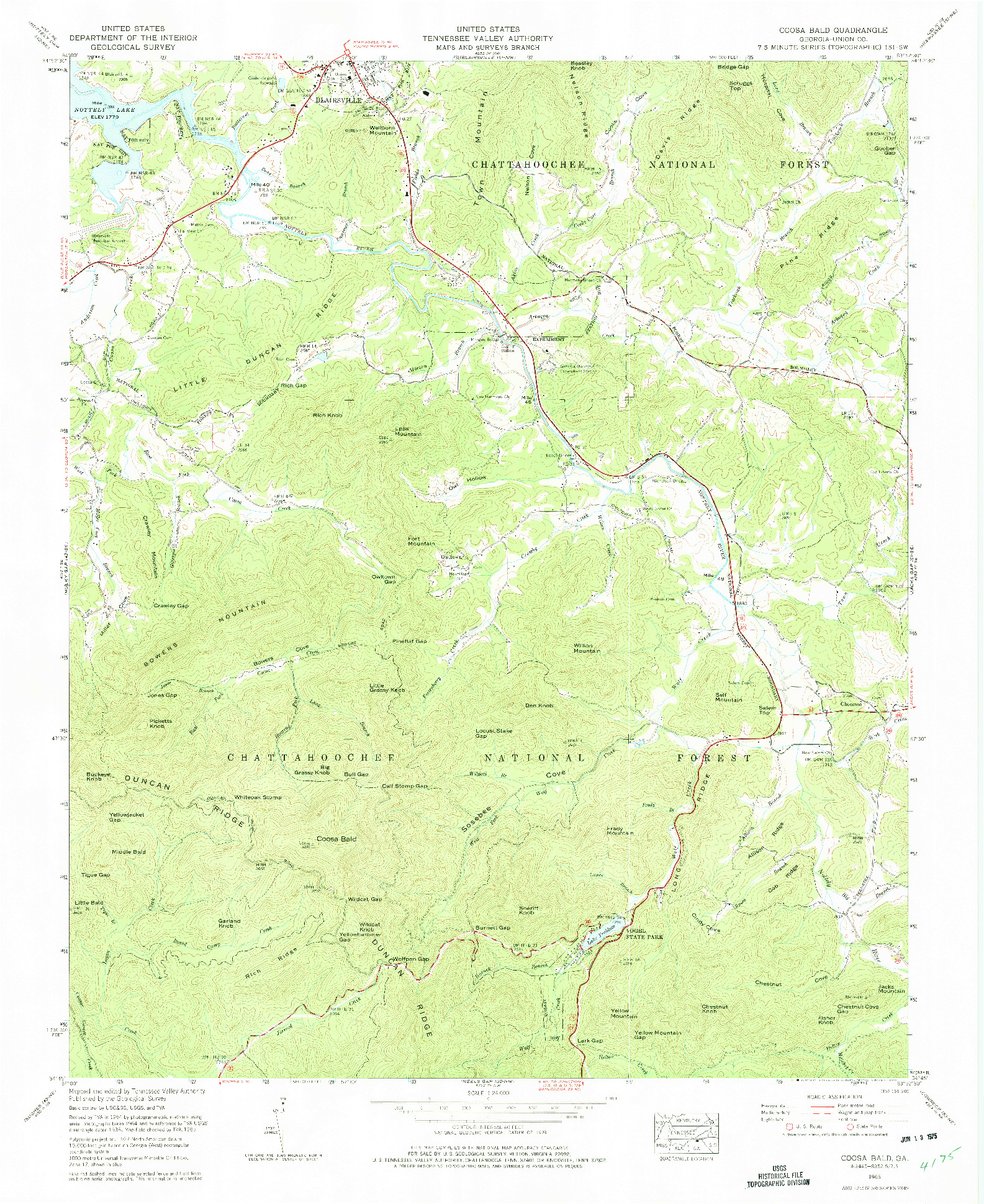 USGS 1:24000-SCALE QUADRANGLE FOR COOSA BALD, GA 1965