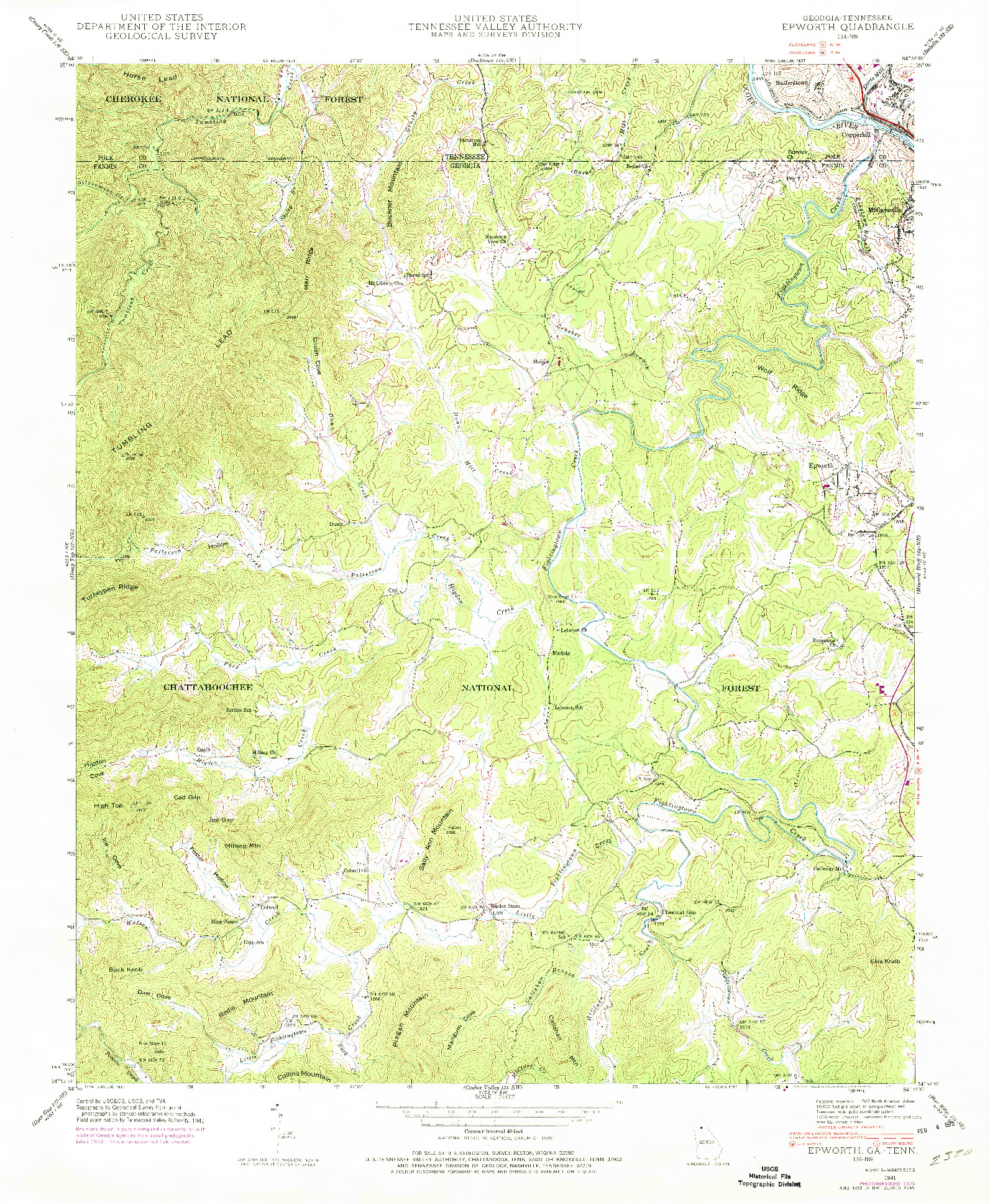 USGS 1:24000-SCALE QUADRANGLE FOR EPWORTH, GA 1941