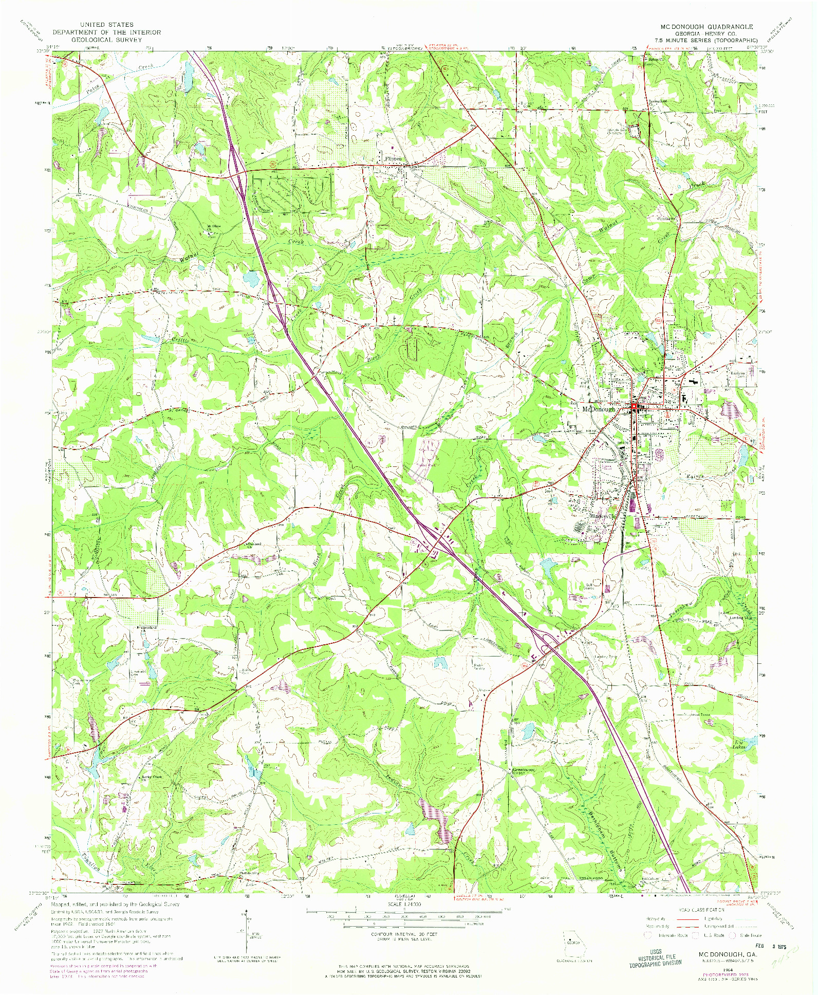 USGS 1:24000-SCALE QUADRANGLE FOR MC DONOUGH, GA 1964