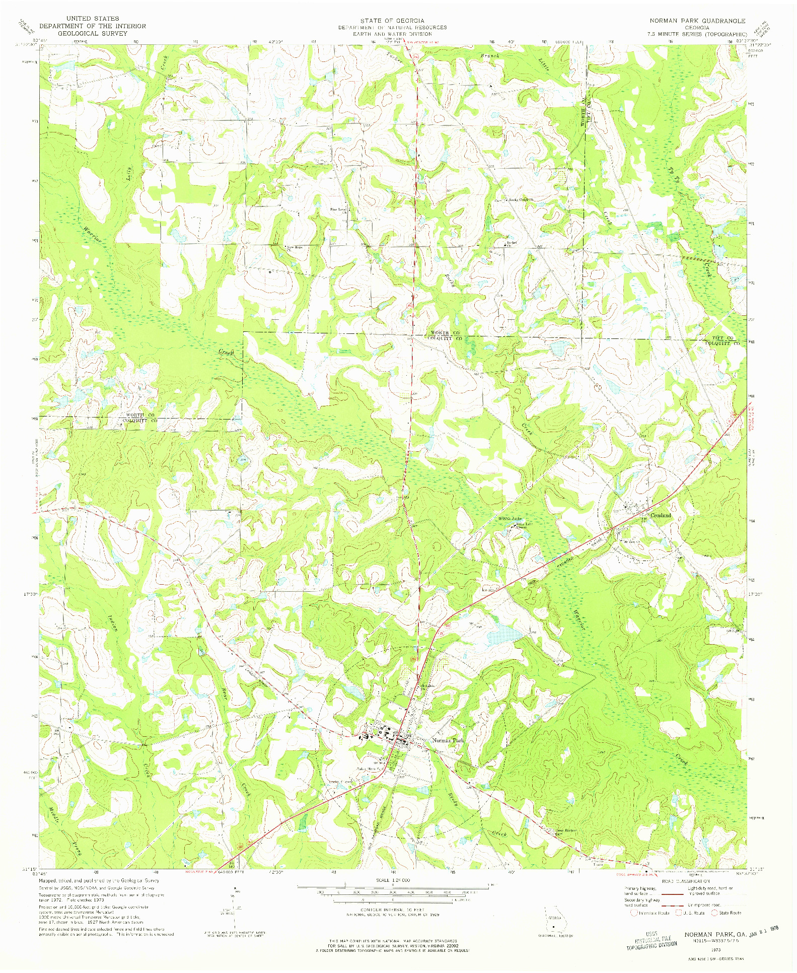 USGS 1:24000-SCALE QUADRANGLE FOR NORMAN PARK, GA 1973