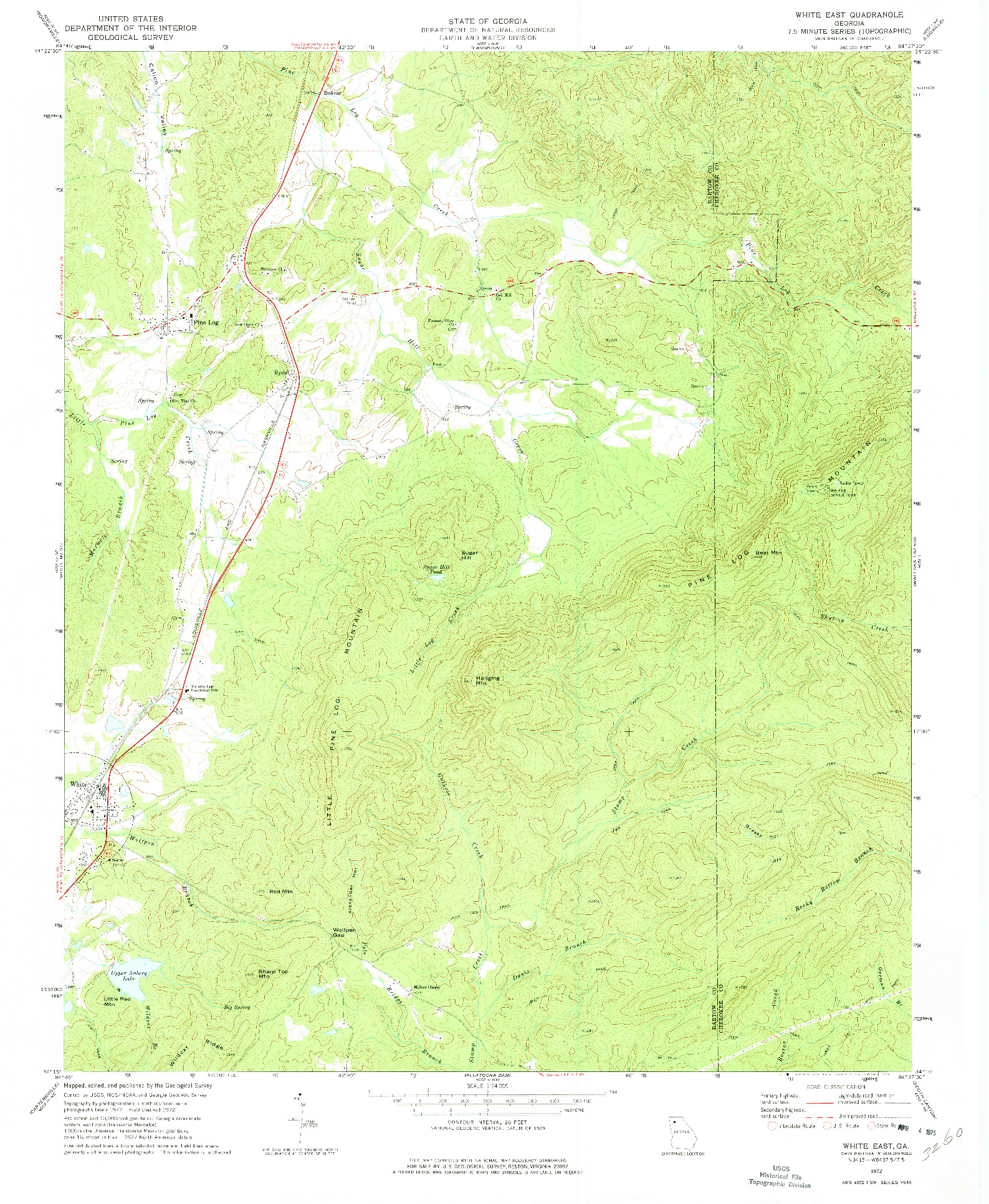 USGS 1:24000-SCALE QUADRANGLE FOR WHITE EAST, GA 1972