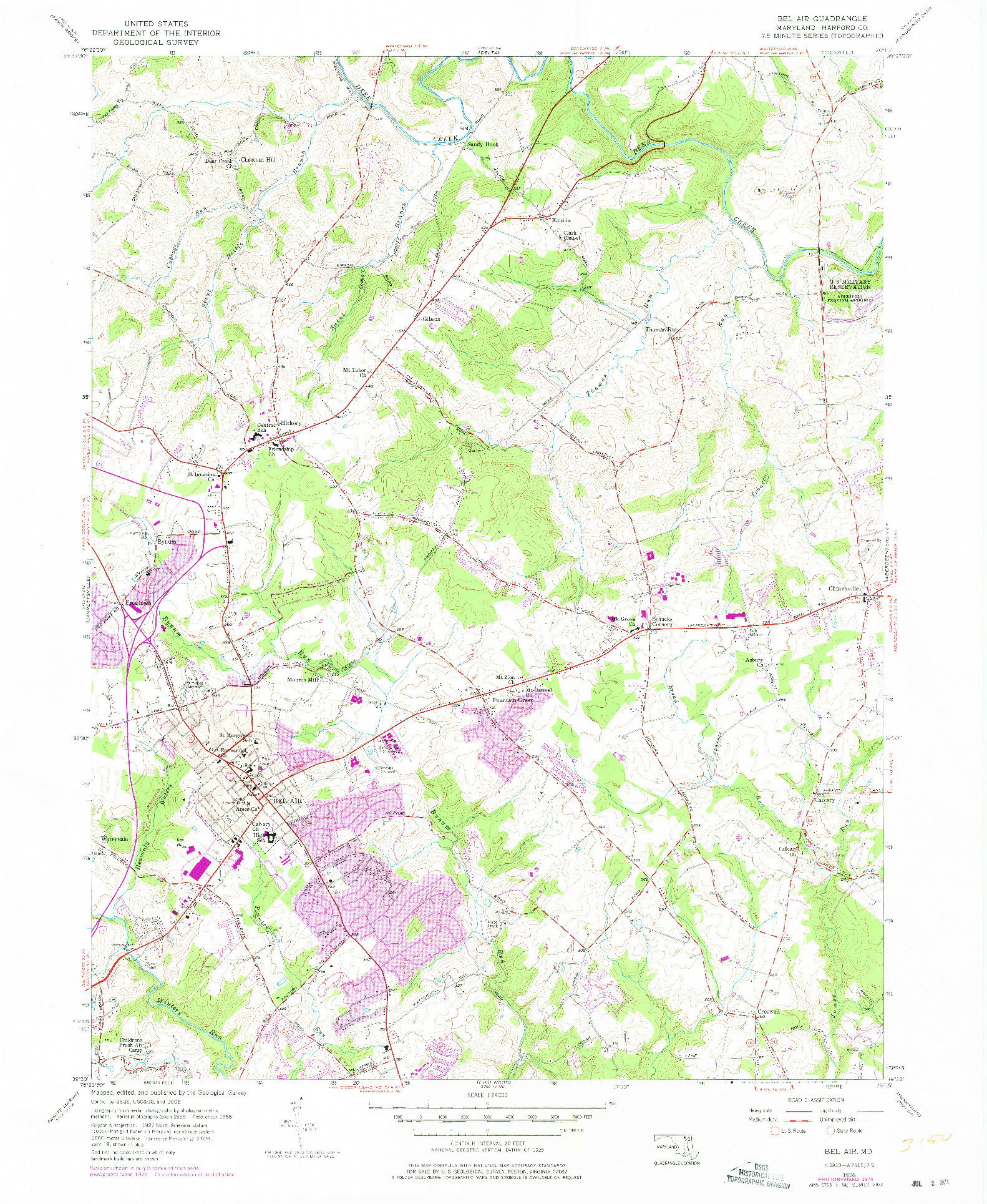 USGS 1:24000-SCALE QUADRANGLE FOR BEL AIR, MD 1956