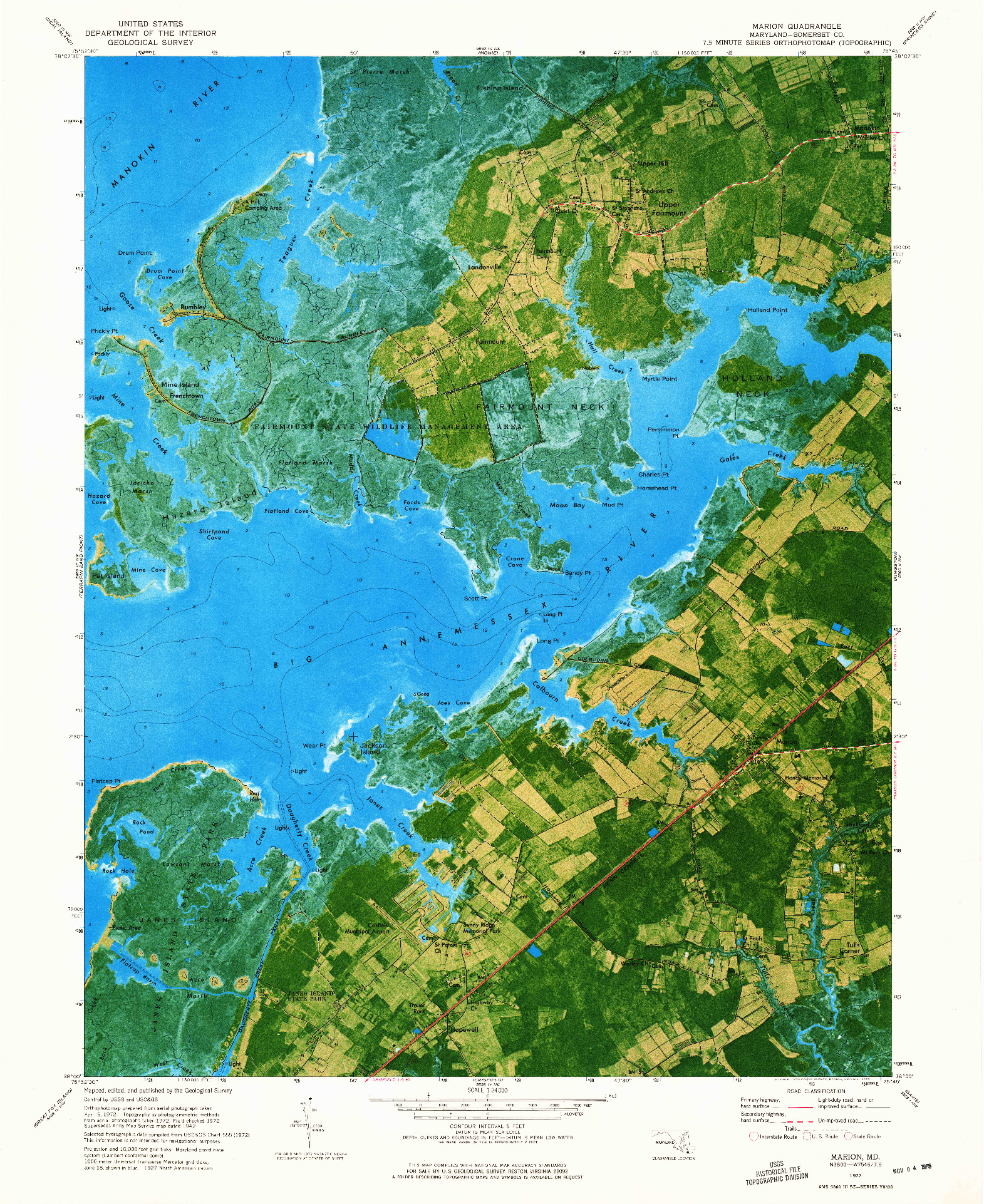 USGS 1:24000-SCALE QUADRANGLE FOR MARION, MD 1972