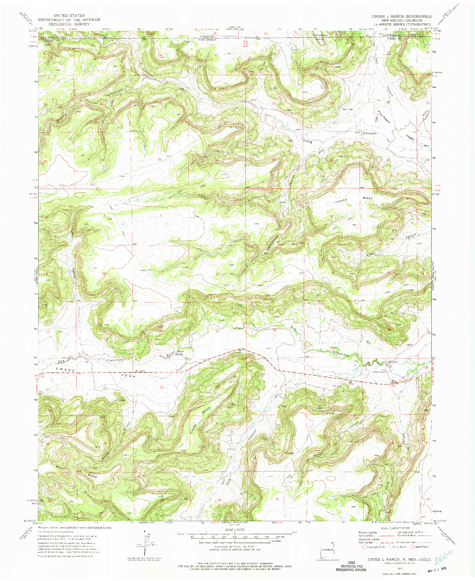 USGS 1:24000-SCALE QUADRANGLE FOR CROSS L RANCH, NM 1972