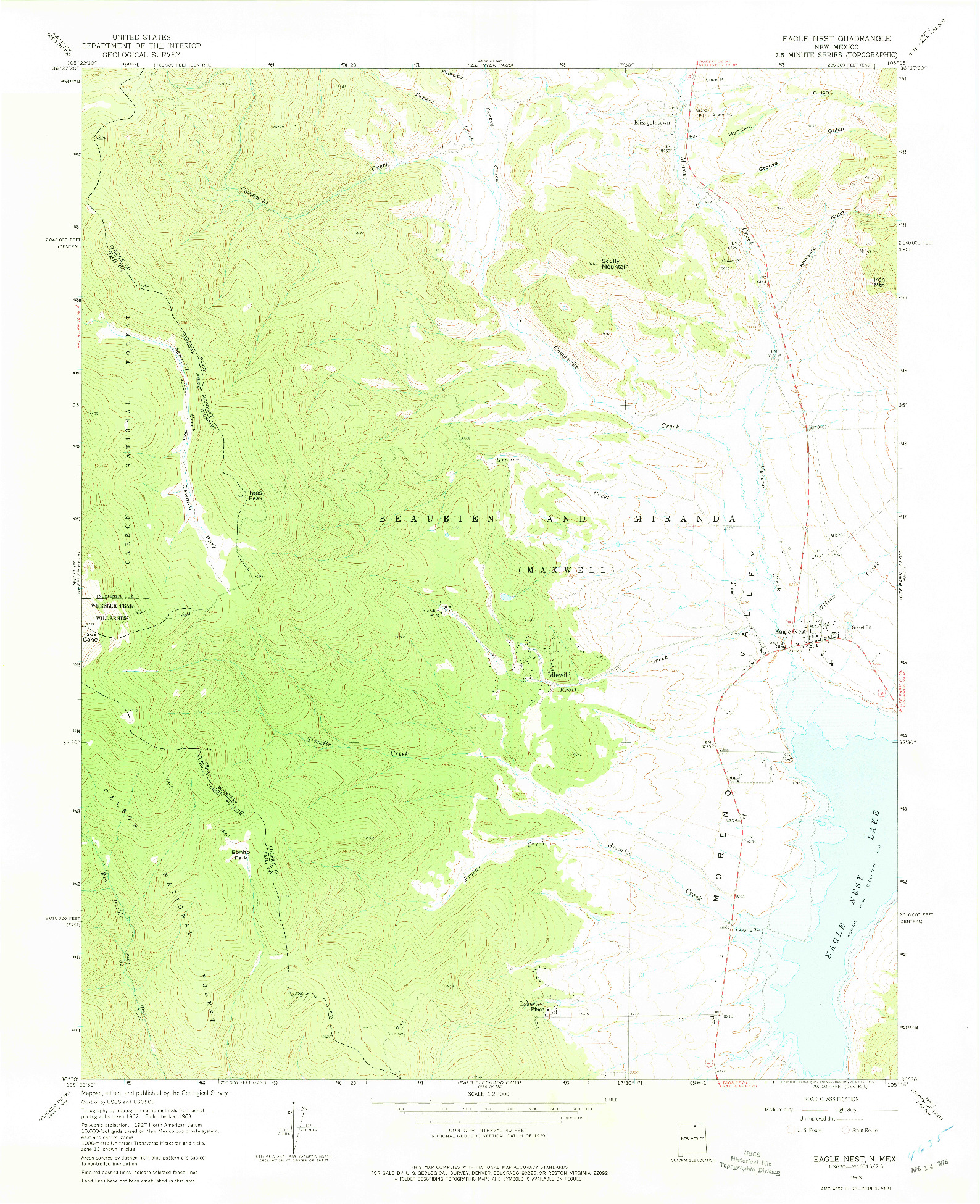 USGS 1:24000-SCALE QUADRANGLE FOR EAGLE NEST, NM 1963