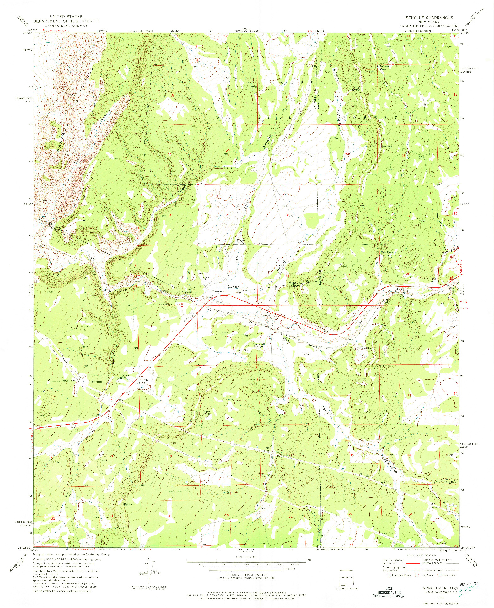 USGS 1:24000-SCALE QUADRANGLE FOR SCHOLLE, NM 1972