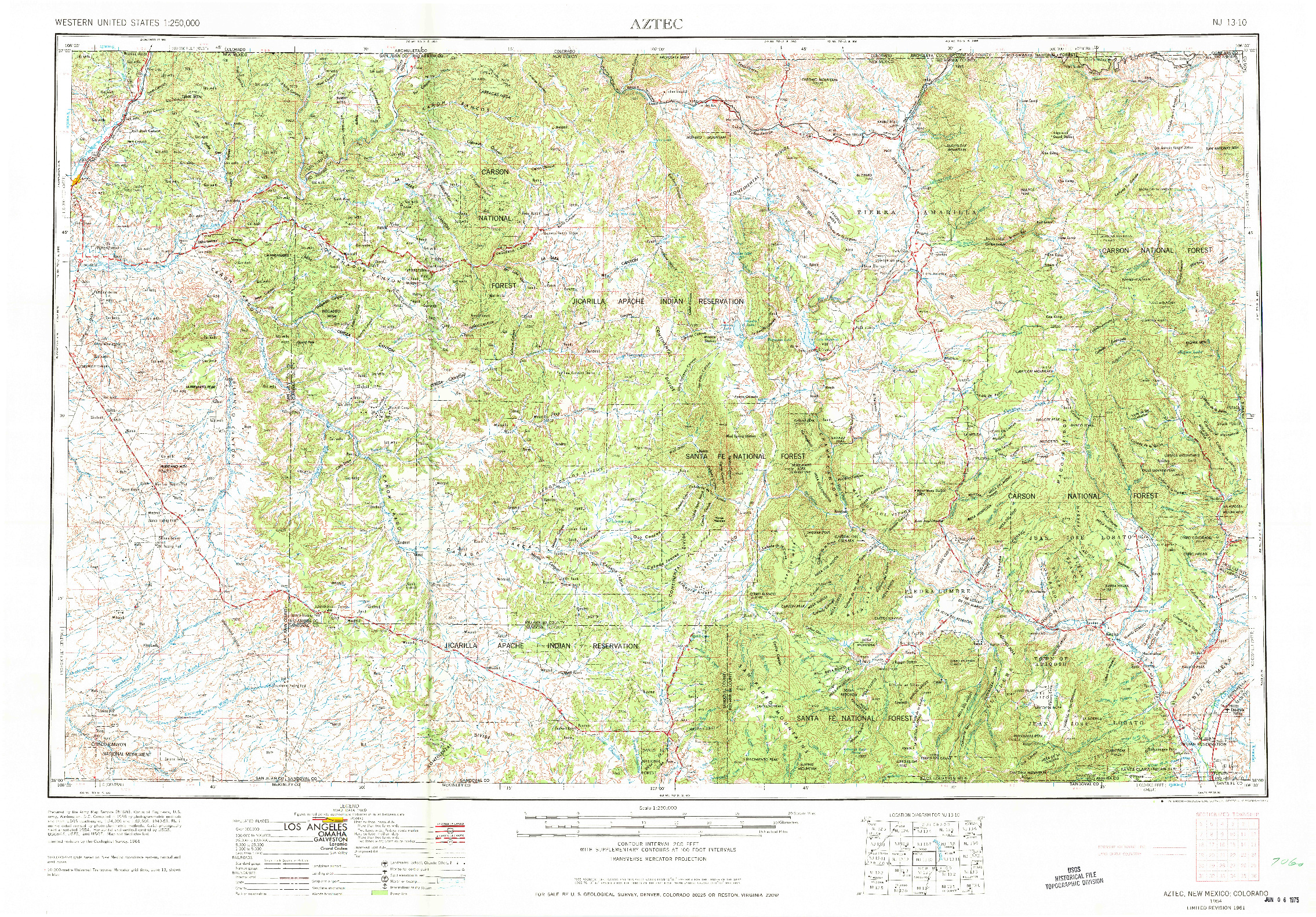 USGS 1:250000-SCALE QUADRANGLE FOR AZTEC, NM 1954