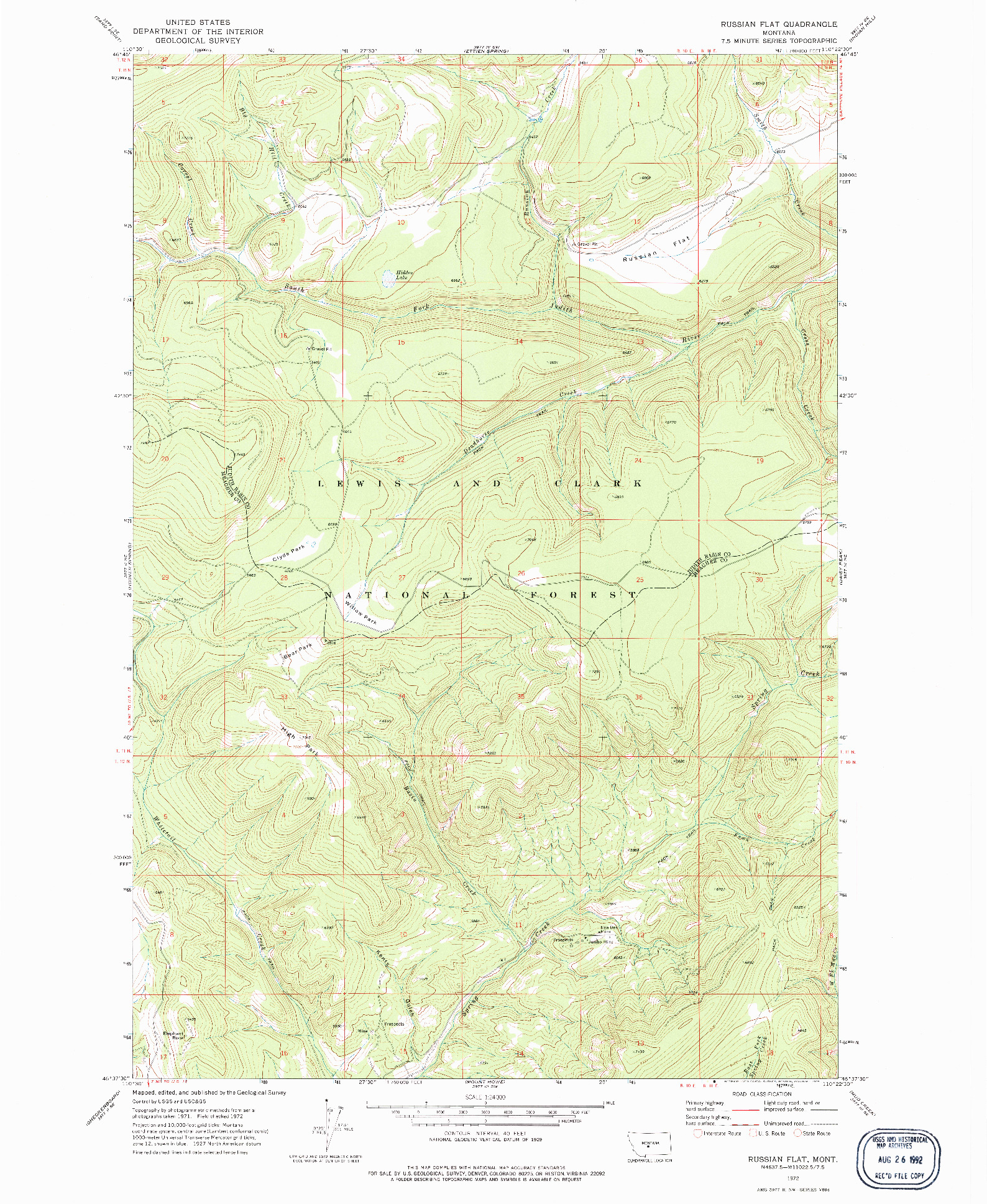 USGS 1:24000-SCALE QUADRANGLE FOR RUSSIAN FLAT, MT 1972