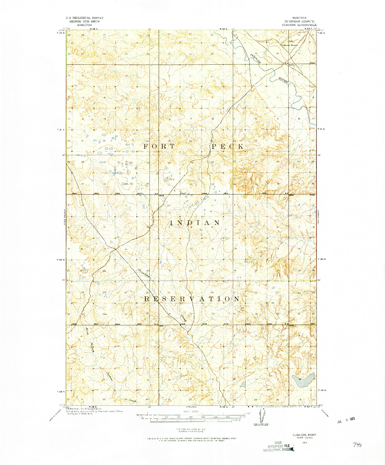 USGS 1:62500-SCALE QUADRANGLE FOR CUSKERS, MT 1910