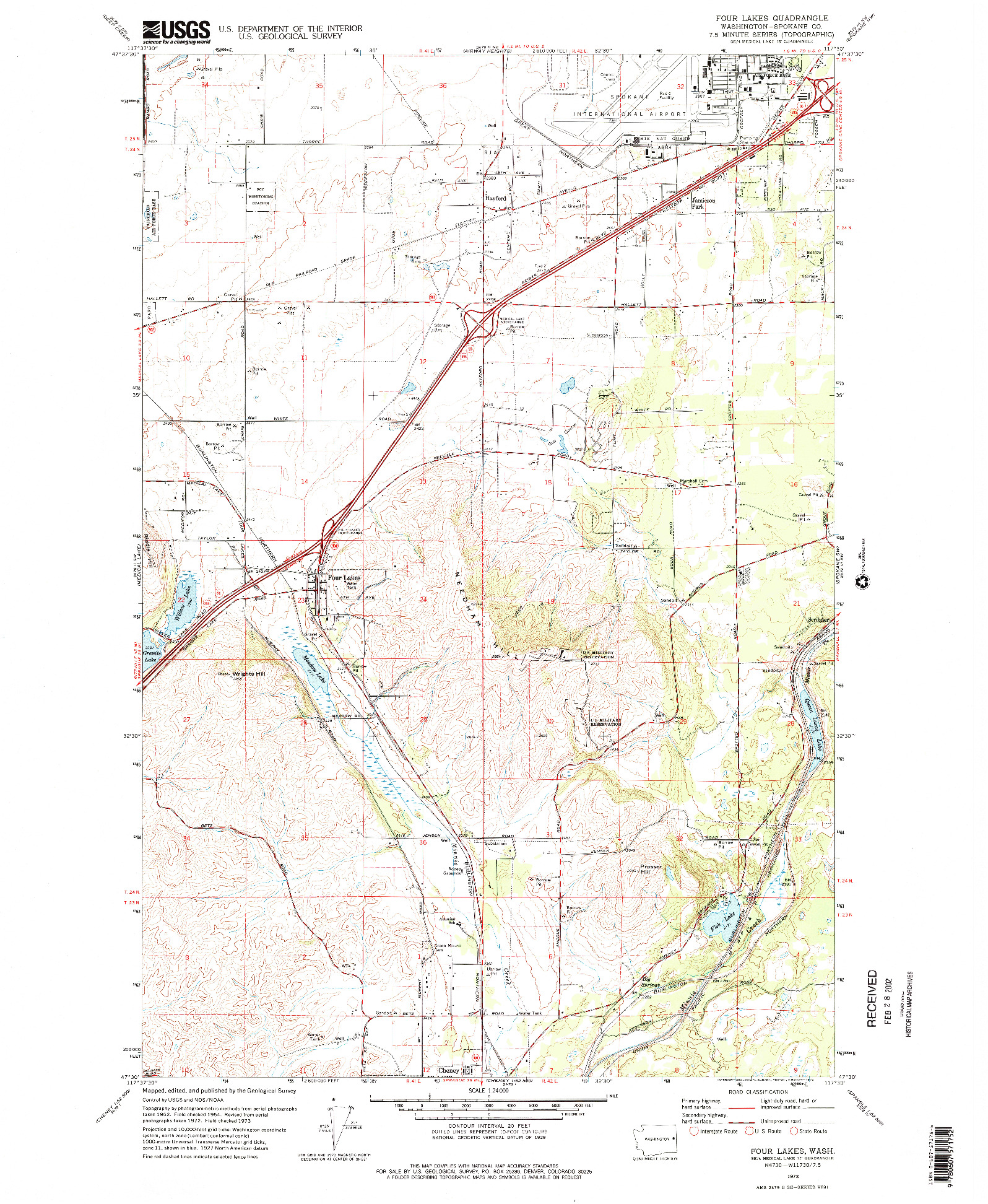 USGS 1:24000-SCALE QUADRANGLE FOR FOUR LAKES, WA 1973