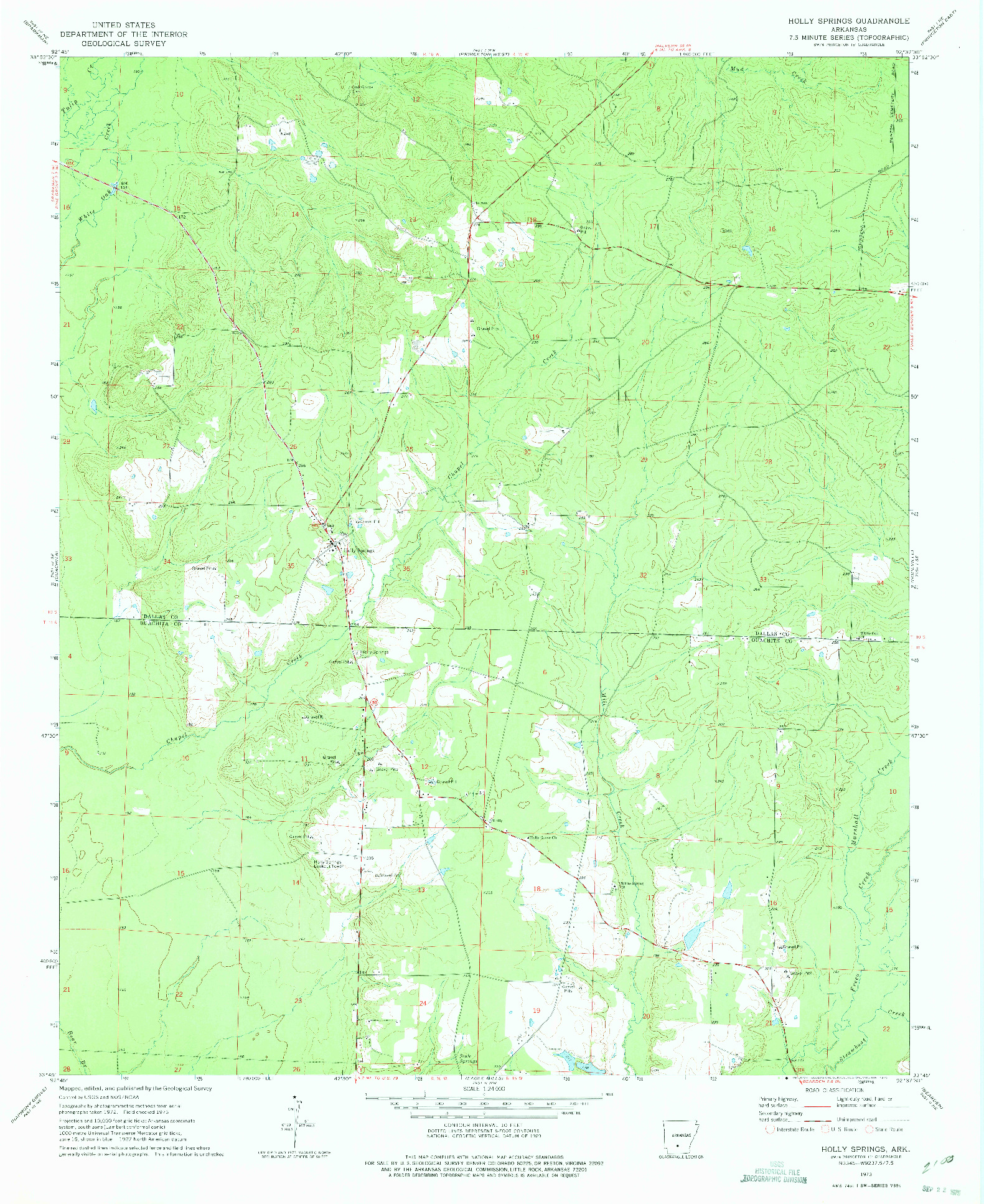 USGS 1:24000-SCALE QUADRANGLE FOR HOLLY SPRINGS, AR 1973