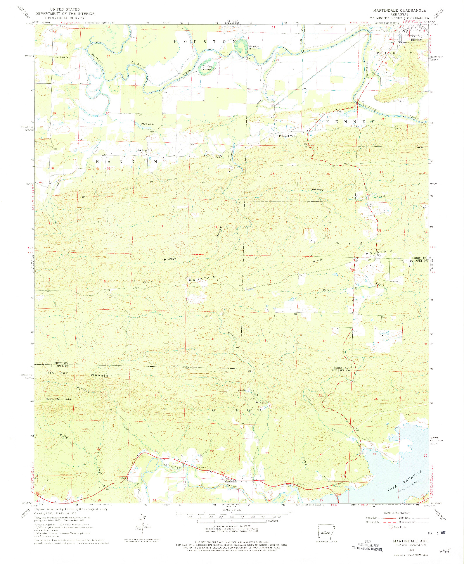 USGS 1:24000-SCALE QUADRANGLE FOR MARTINDALE, AR 1963