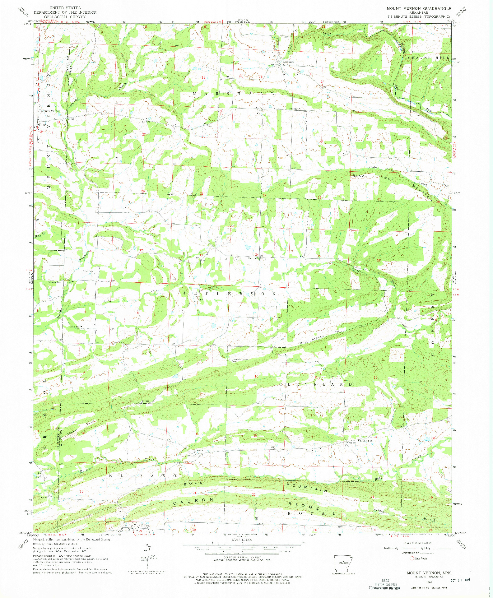 USGS 1:24000-SCALE QUADRANGLE FOR MOUNT VERNON, AR 1963