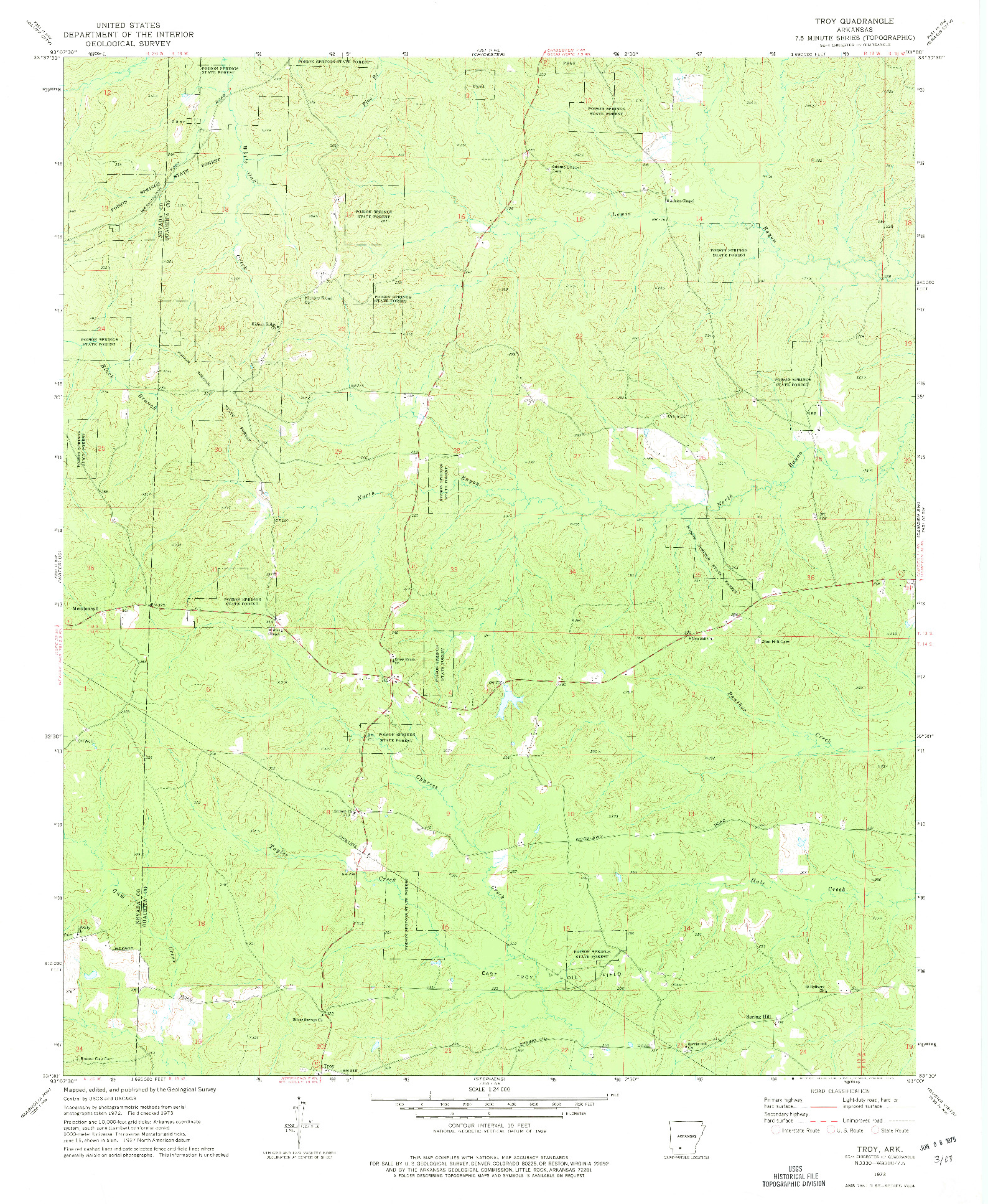 USGS 1:24000-SCALE QUADRANGLE FOR TROY, AR 1973