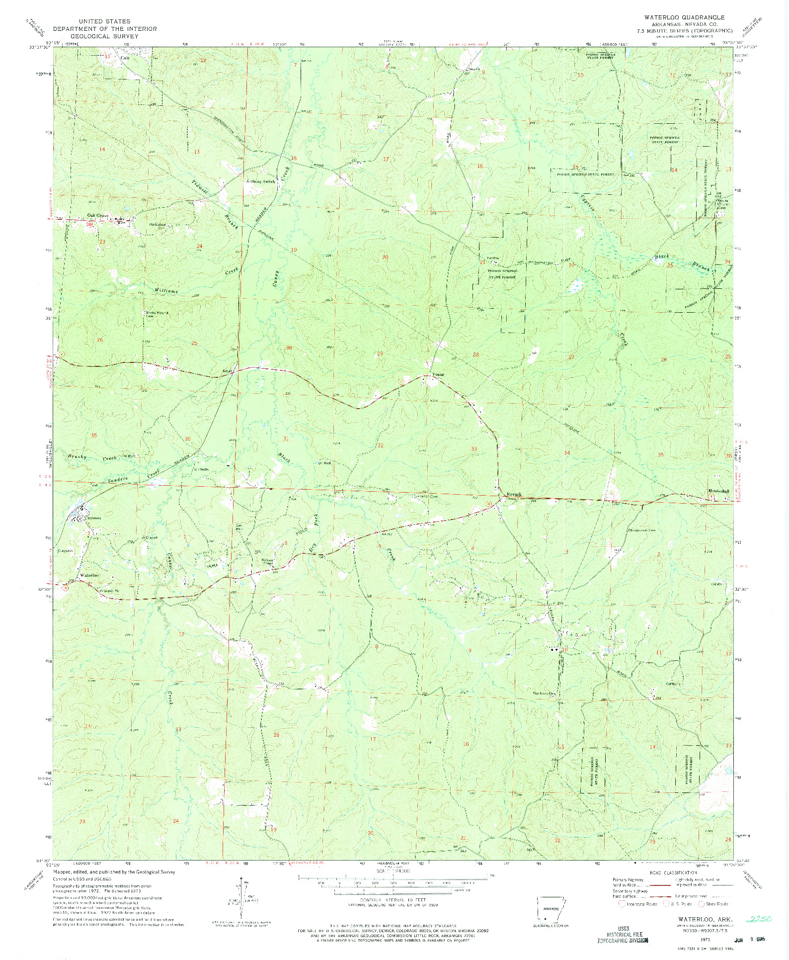 USGS 1:24000-SCALE QUADRANGLE FOR WATERLOO, AR 1973