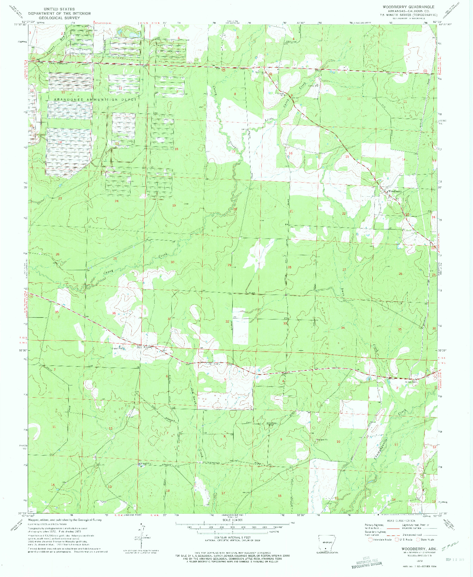 USGS 1:24000-SCALE QUADRANGLE FOR WOODBERRY, AR 1973