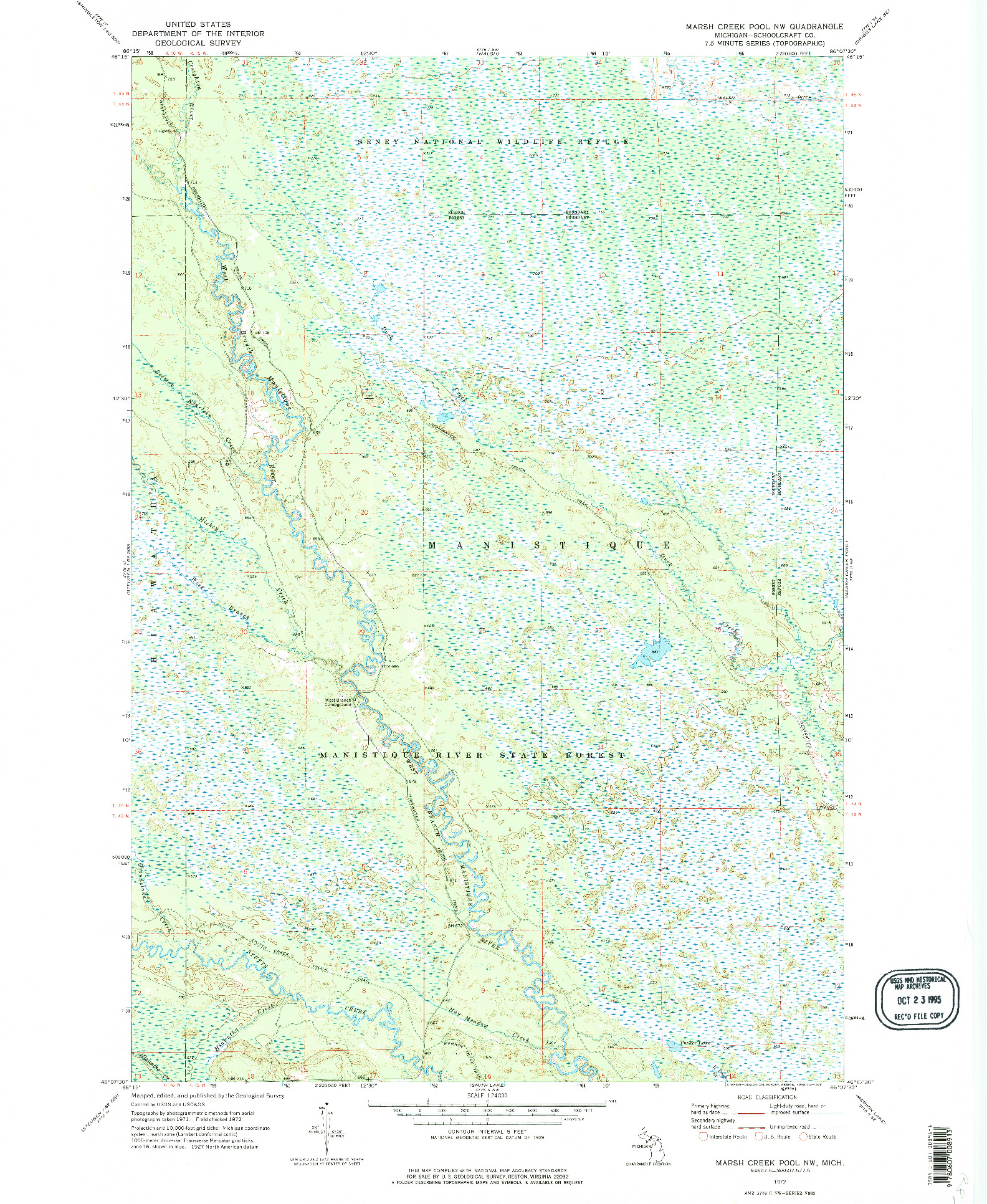 USGS 1:24000-SCALE QUADRANGLE FOR MARSH CREEK POOL NW, MI 1972