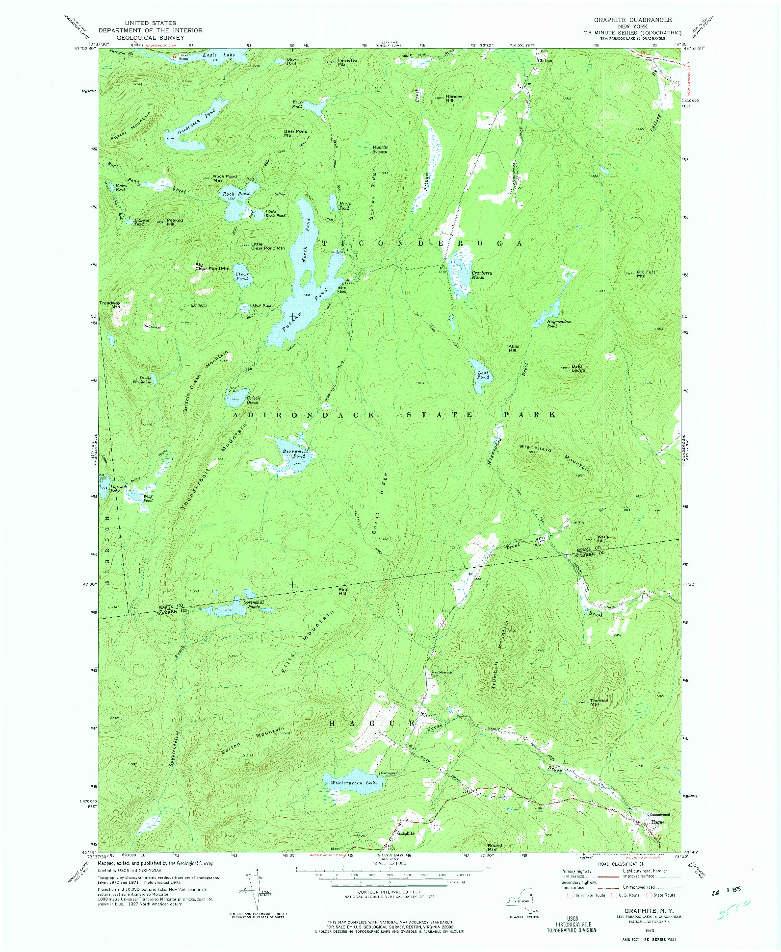 USGS 1:24000-SCALE QUADRANGLE FOR GRAPHITE, NY 1973