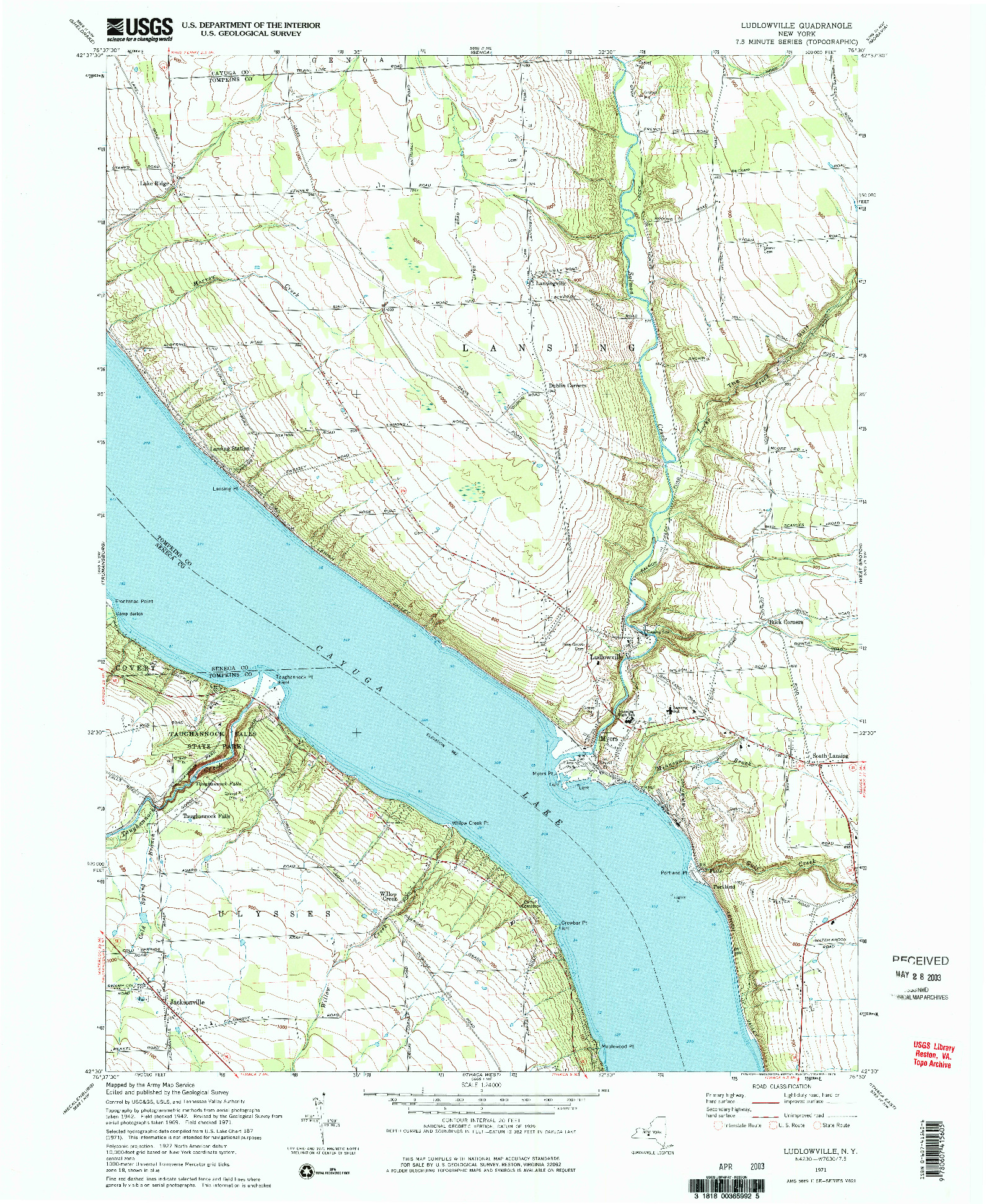 USGS 1:24000-SCALE QUADRANGLE FOR LUDLOWVILLE, NY 1971