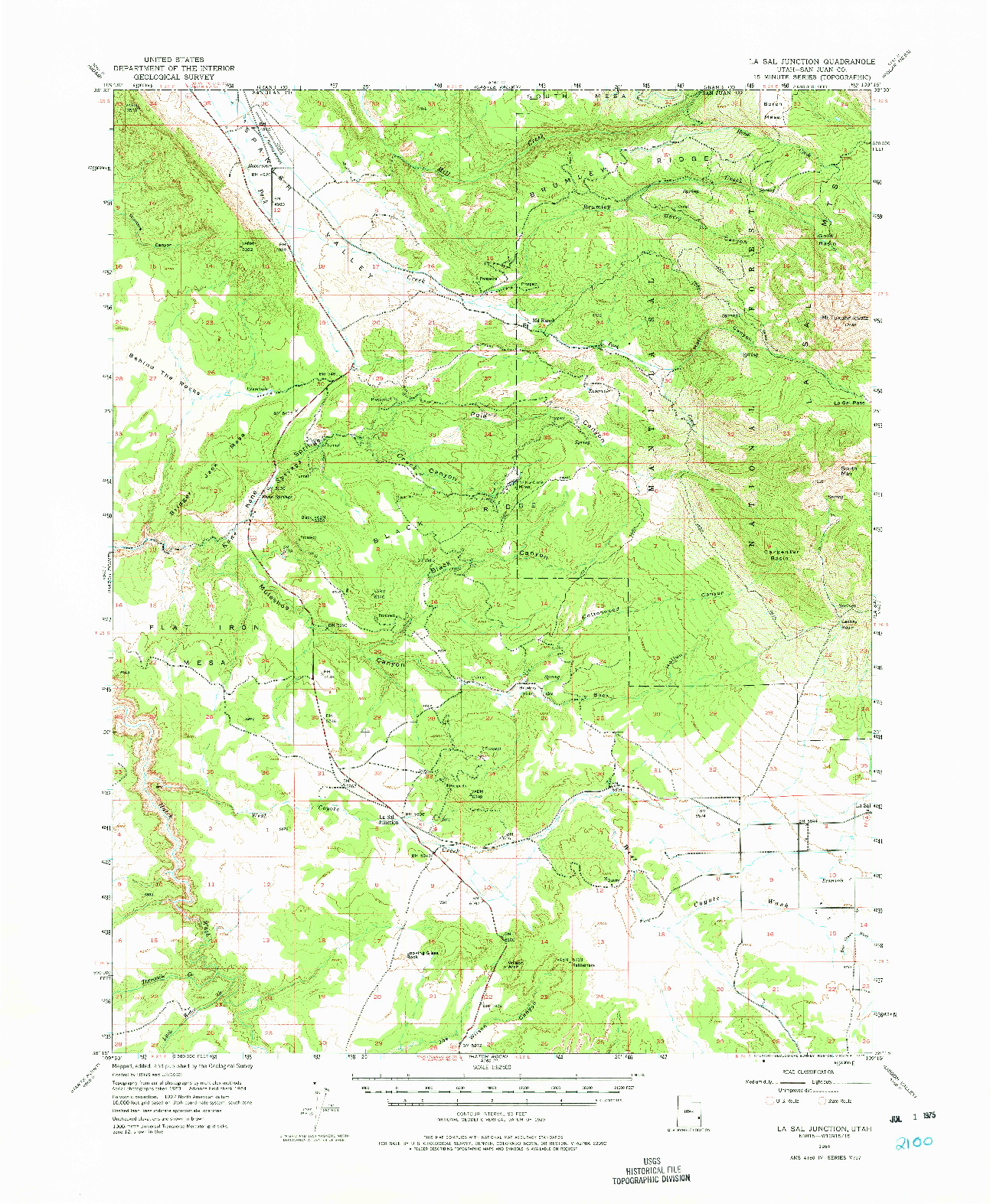 USGS 1:62500-SCALE QUADRANGLE FOR LA SAL JUNCTION, UT 1954