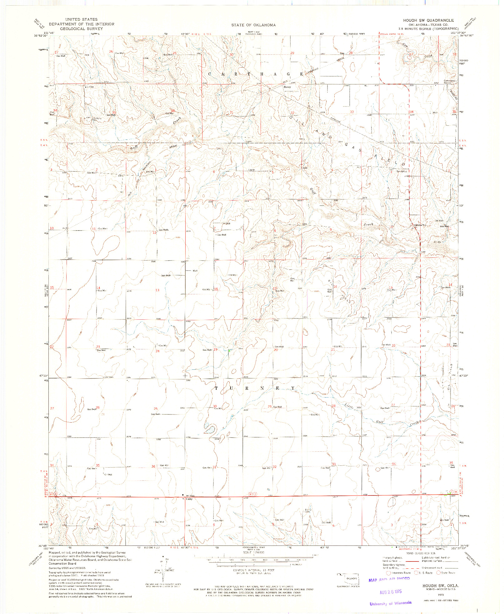USGS 1:24000-SCALE QUADRANGLE FOR HOUGH SW, OK 1973