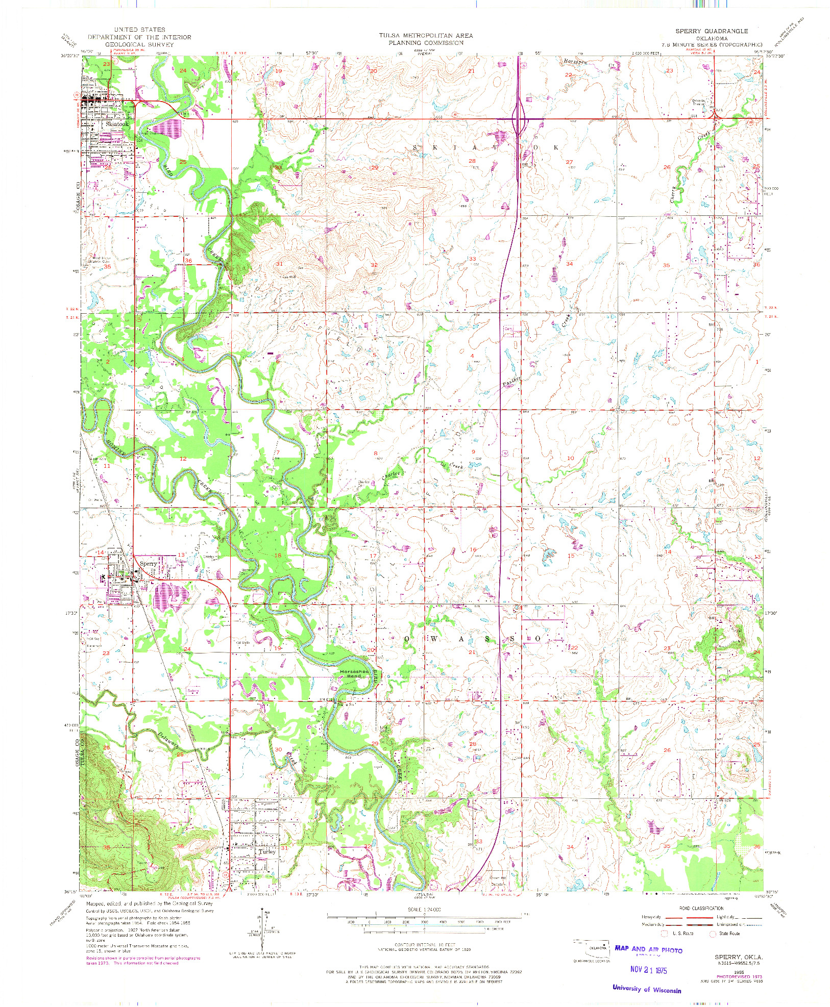 USGS 1:24000-SCALE QUADRANGLE FOR SPERRY, OK 1955