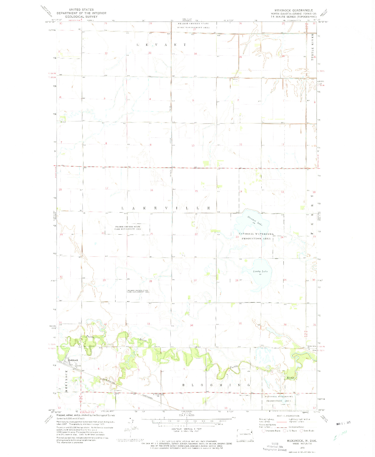 USGS 1:24000-SCALE QUADRANGLE FOR MEKINOCK, ND 1973
