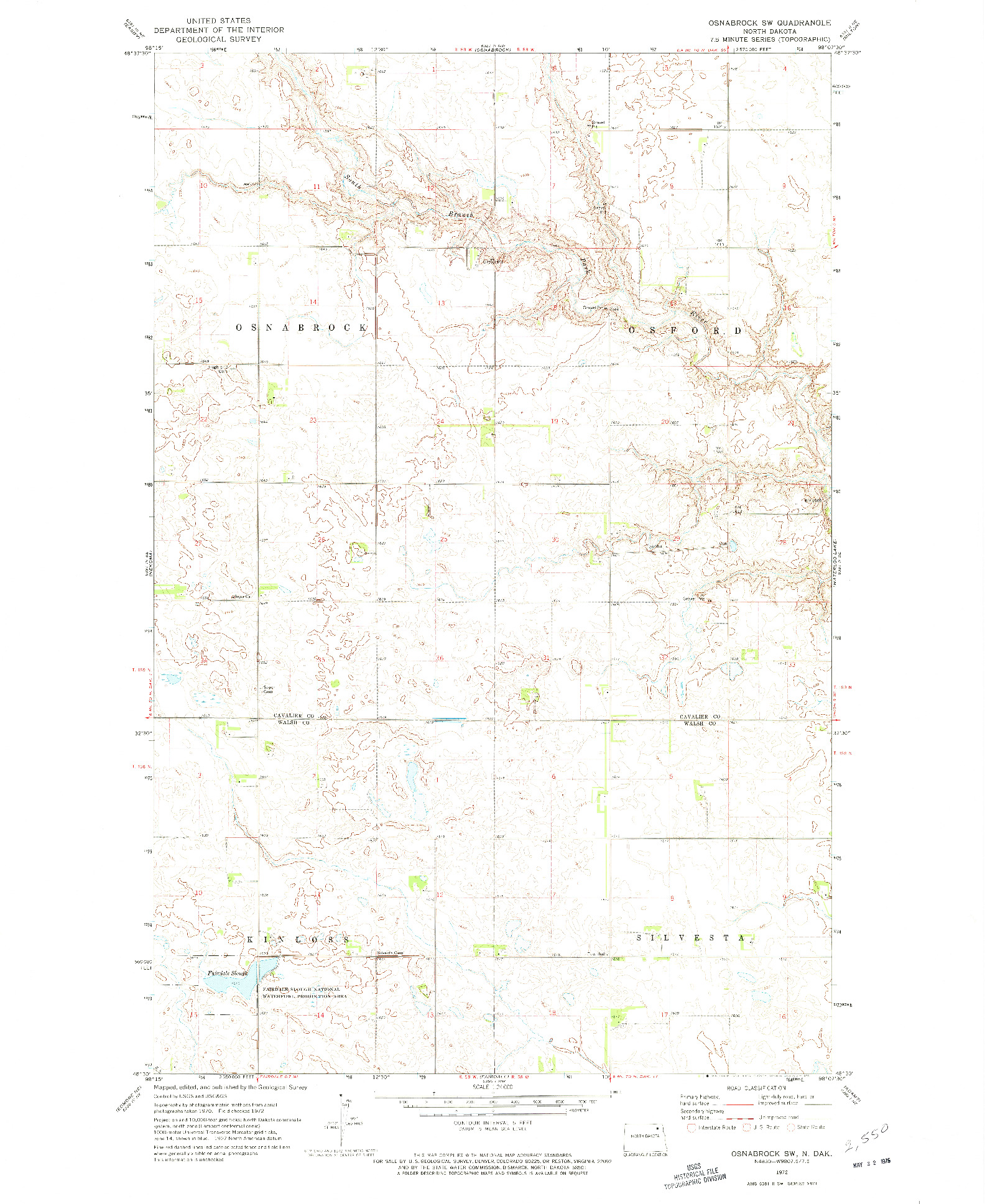 USGS 1:24000-SCALE QUADRANGLE FOR OSNABROCK SW, ND 1972