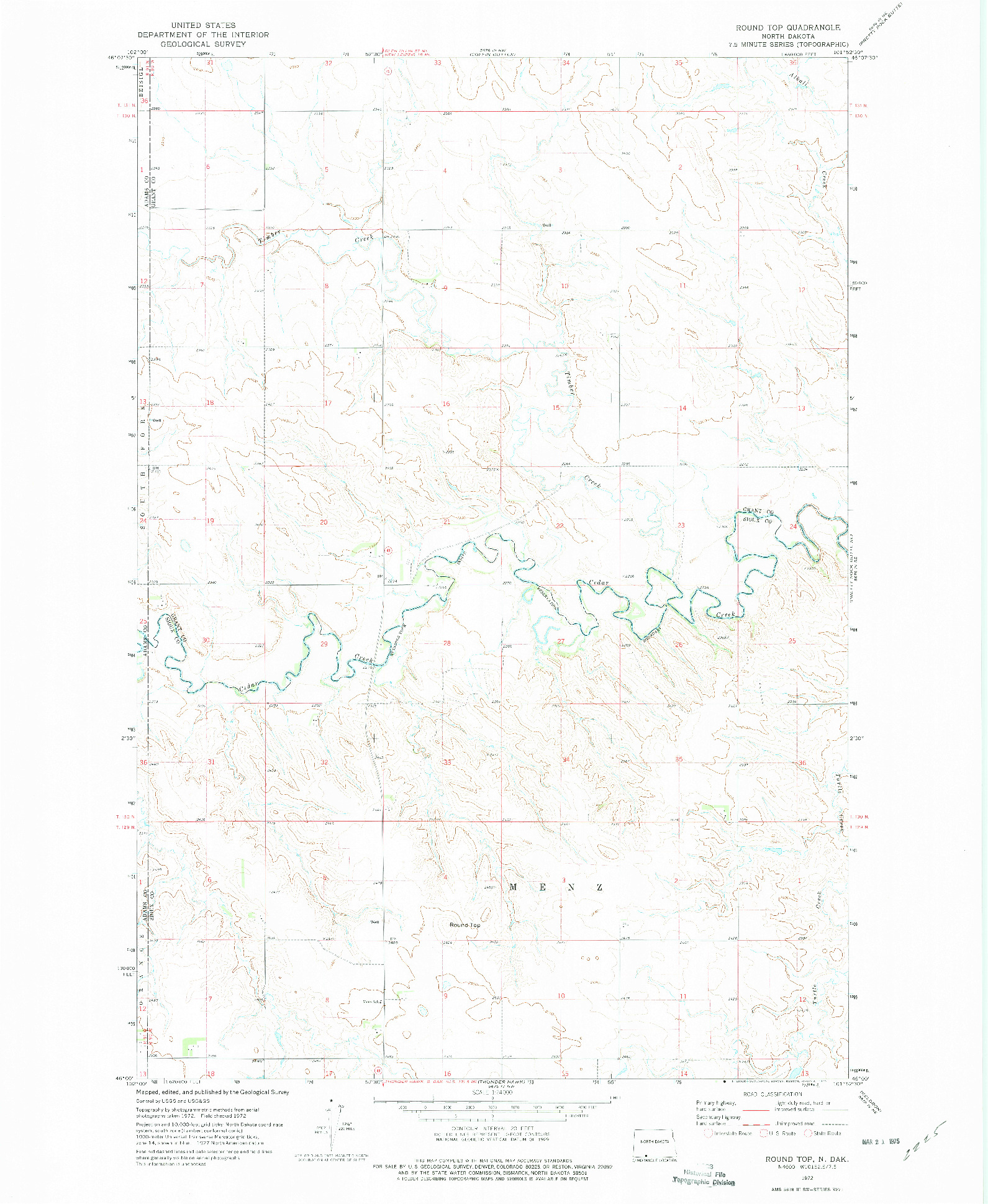USGS 1:24000-SCALE QUADRANGLE FOR ROUND TOP, ND 1972