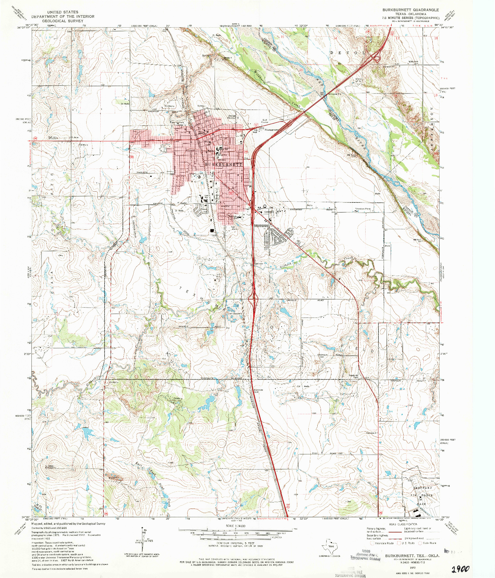 USGS 1:24000-SCALE QUADRANGLE FOR BURKBURNETT, TX 1972