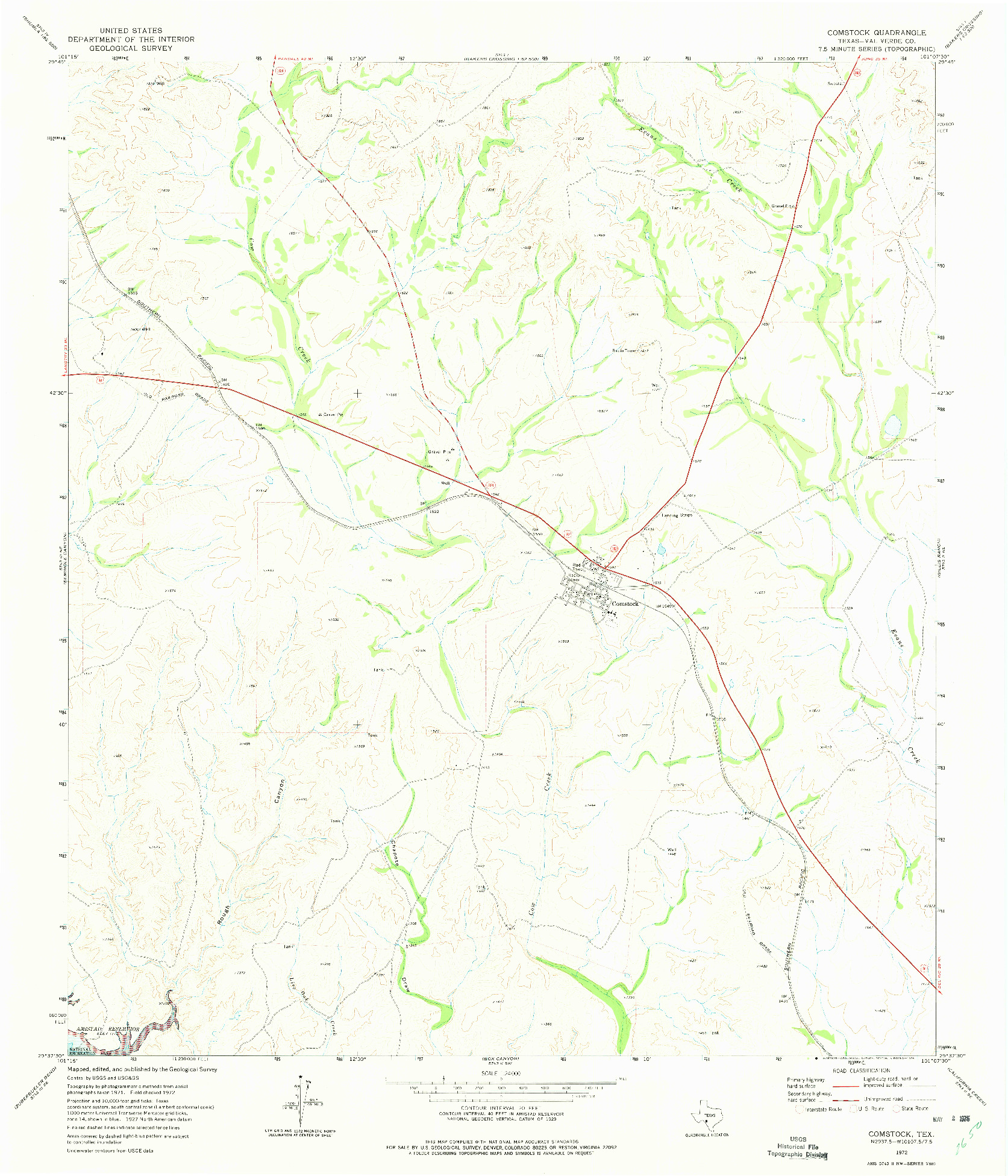 USGS 1:24000-SCALE QUADRANGLE FOR COMSTOCK, TX 1972