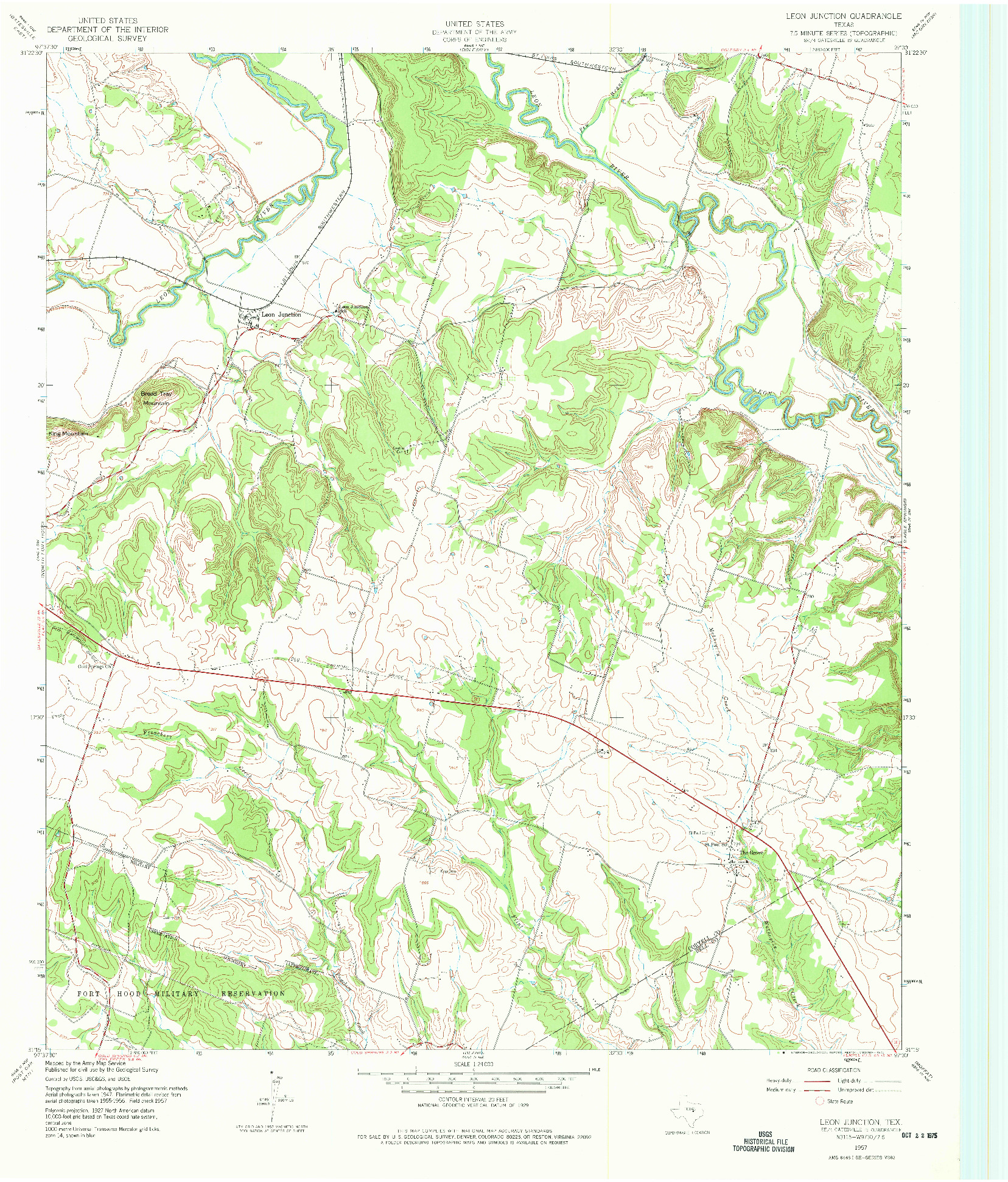 USGS 1:24000-SCALE QUADRANGLE FOR LEON JUNCTION, TX 1957