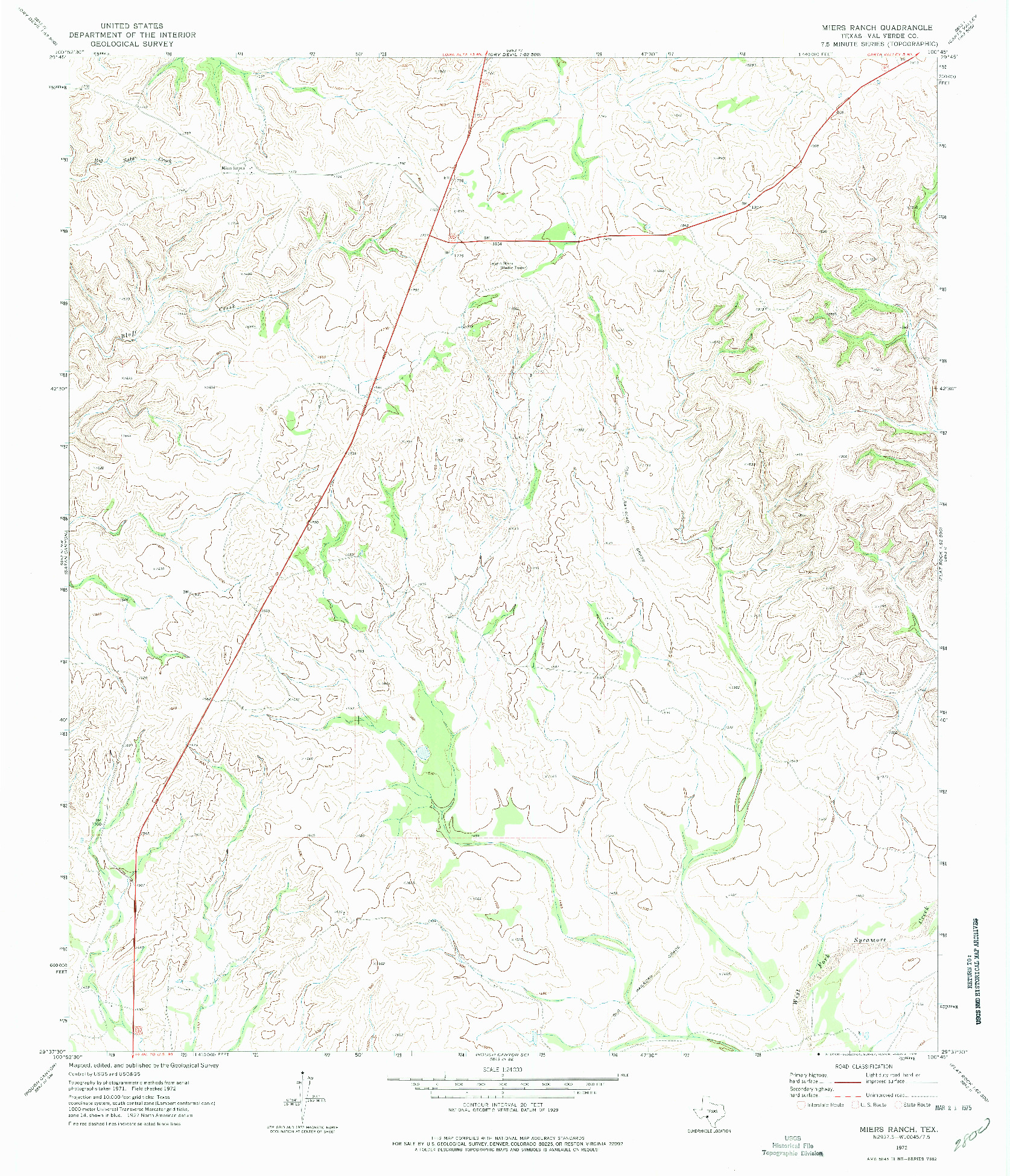 USGS 1:24000-SCALE QUADRANGLE FOR MIERS RANCH, TX 1972