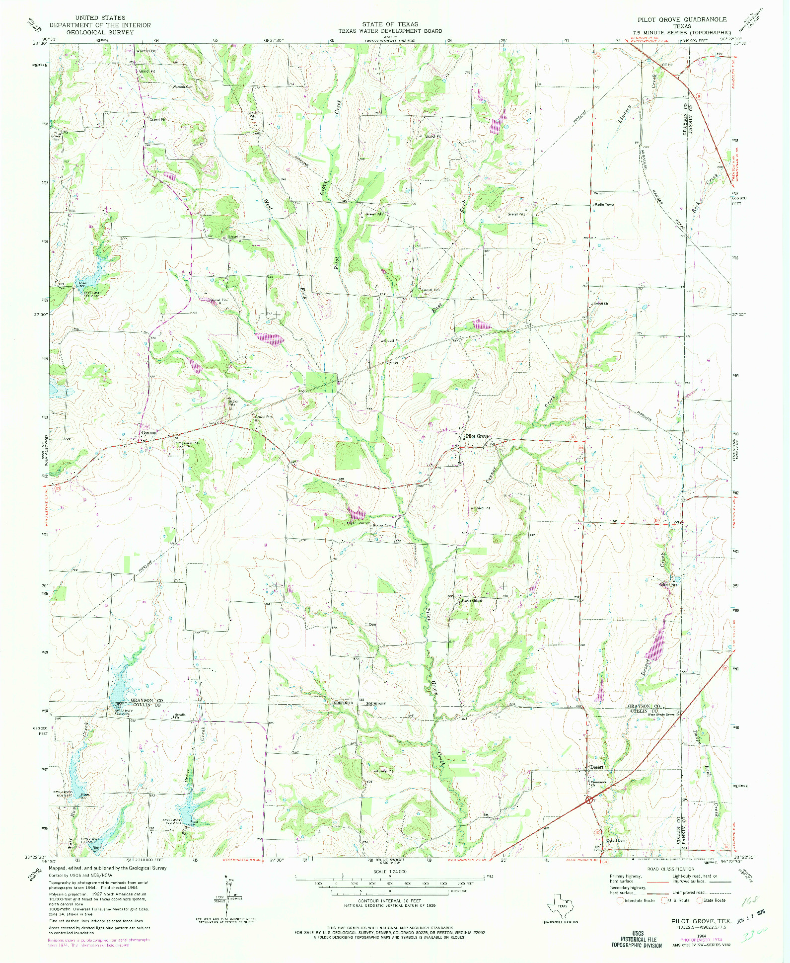 USGS 1:24000-SCALE QUADRANGLE FOR PILOT GROVE, TX 1964