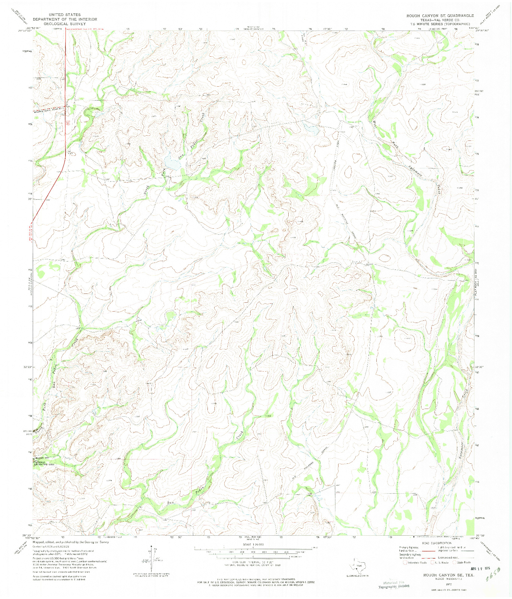 USGS 1:24000-SCALE QUADRANGLE FOR ROUGH CANYON SE, TX 1972