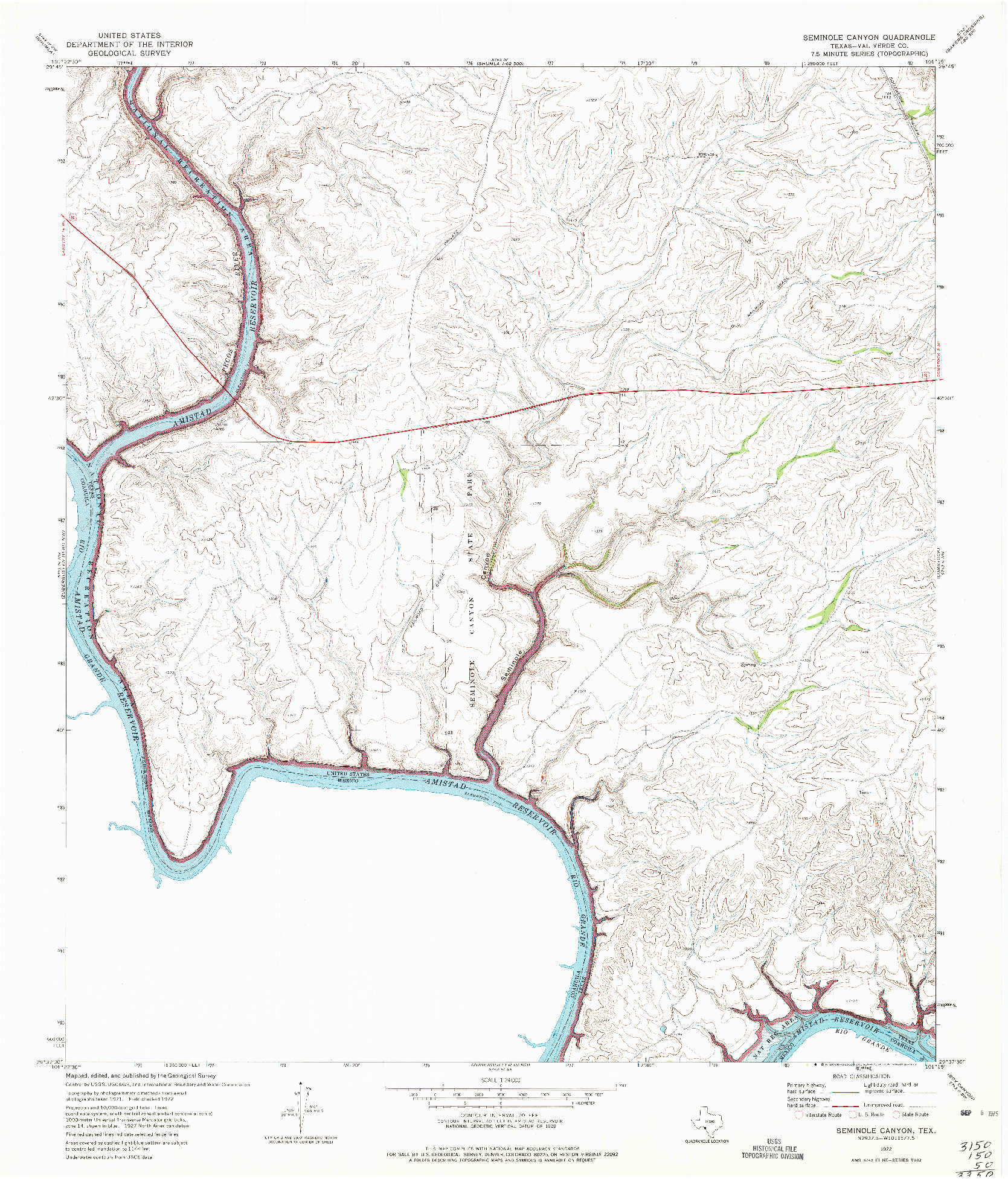 USGS 1:24000-SCALE QUADRANGLE FOR SEMINOLE CANYON, TX 1972