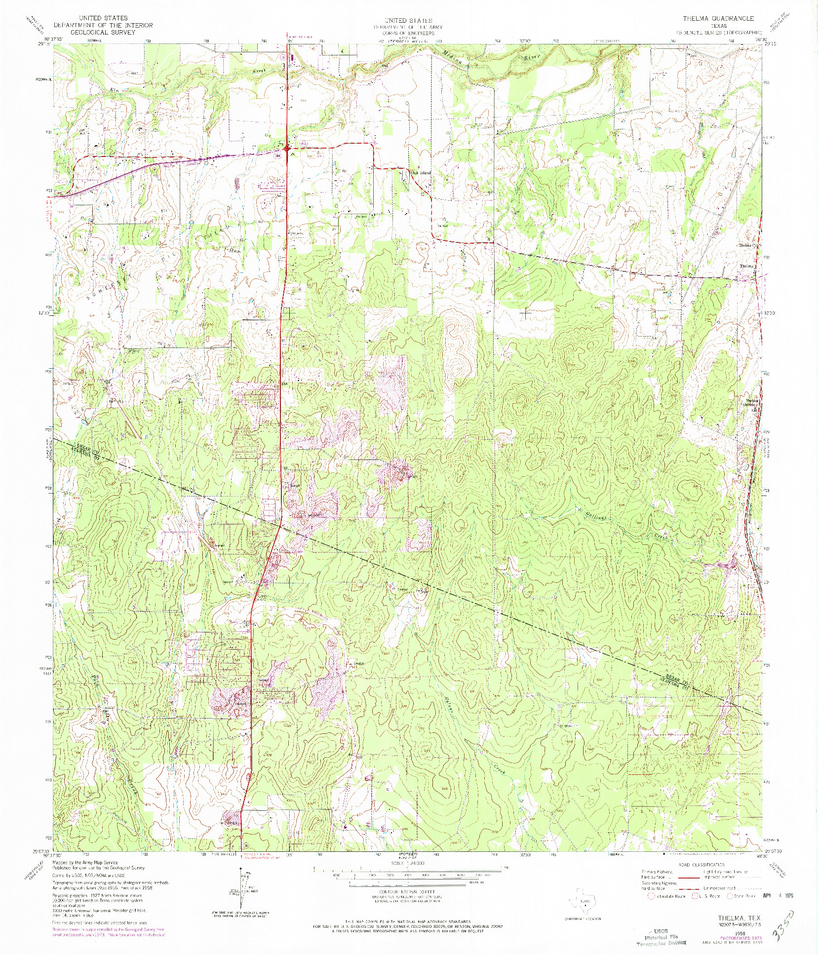 USGS 1:24000-SCALE QUADRANGLE FOR THELMA, TX 1958