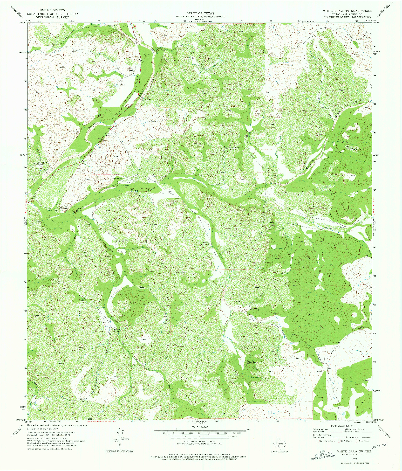 USGS 1:24000-SCALE QUADRANGLE FOR WHITE DRAW NW, TX 1973