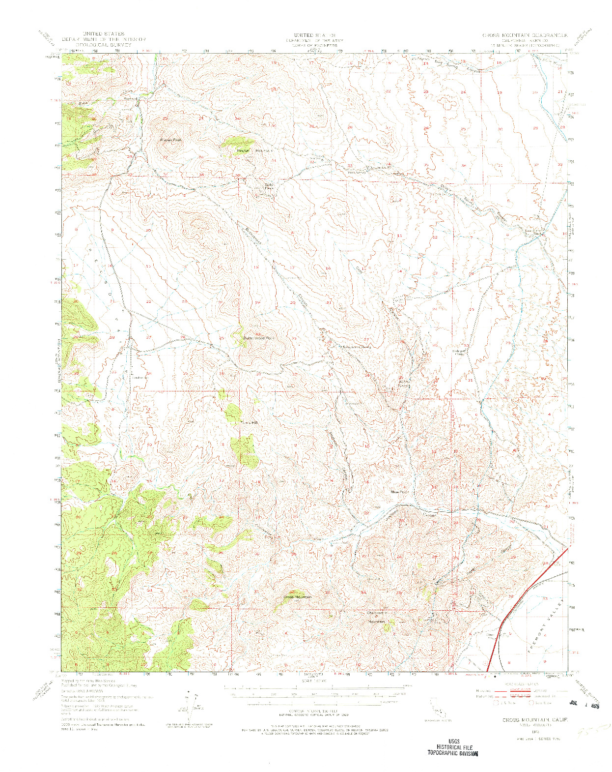 USGS 1:62500-SCALE QUADRANGLE FOR CROSS MOUNTAIN, CA 1943