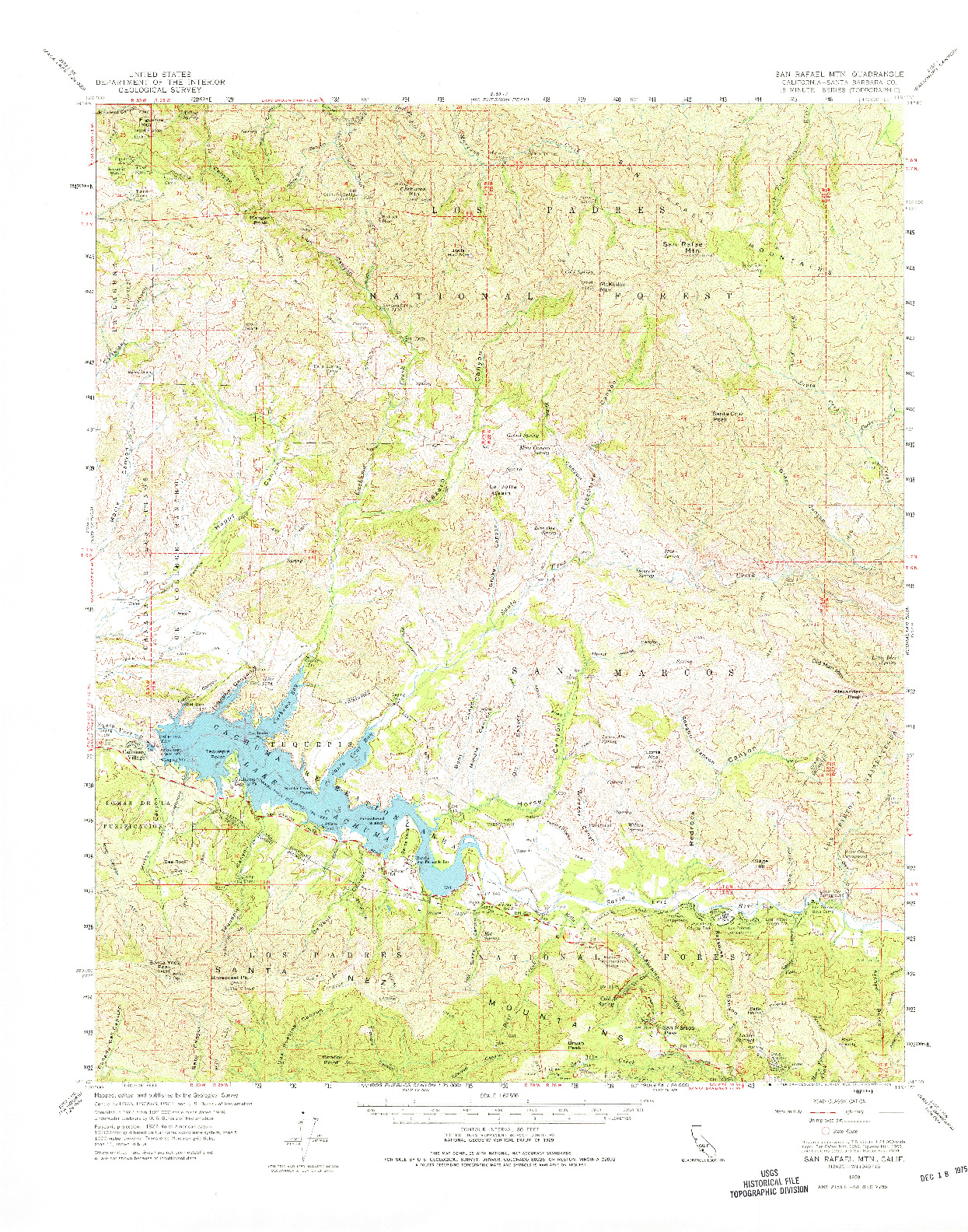 USGS 1:62500-SCALE QUADRANGLE FOR SAN RAFAEL MTN, CA 1959