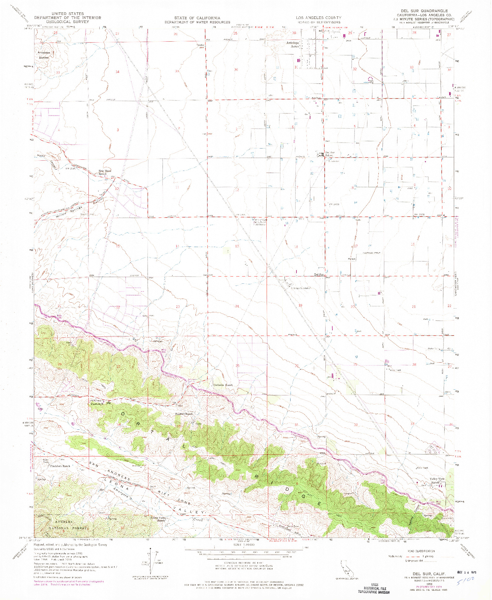 USGS 1:24000-SCALE QUADRANGLE FOR DEL SUR, CA 1958