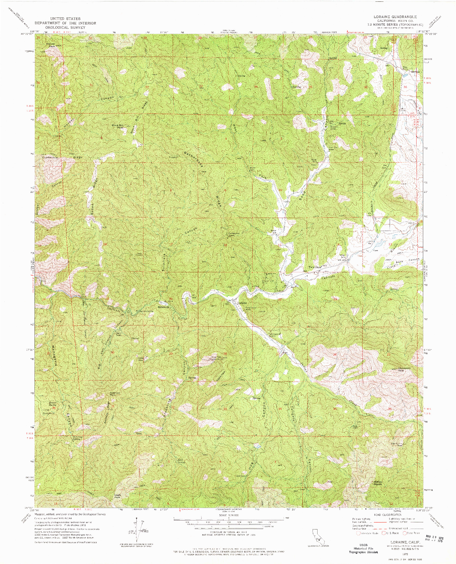 USGS 1:24000-SCALE QUADRANGLE FOR LORAINE, CA 1972