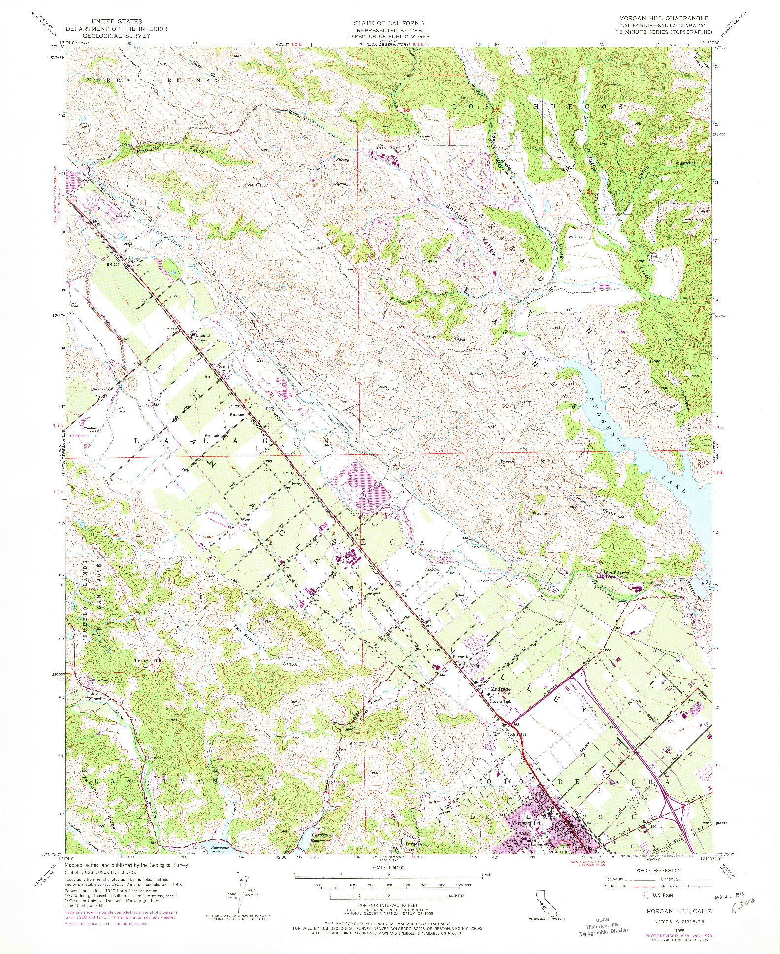 USGS 1:24000-SCALE QUADRANGLE FOR MORGAN HILL, CA 1955