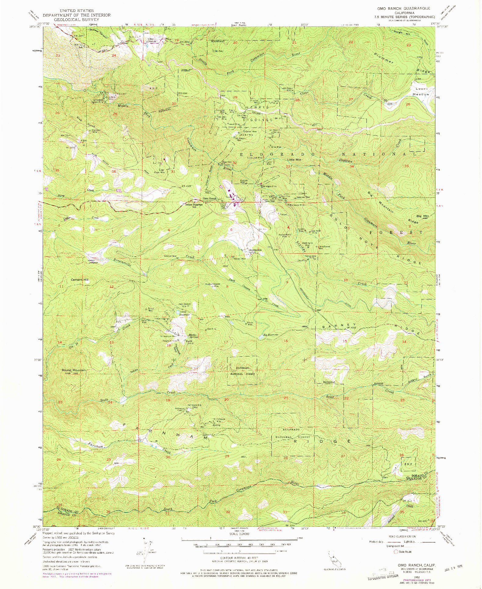USGS 1:24000-SCALE QUADRANGLE FOR OMO RANCH, CA 1952