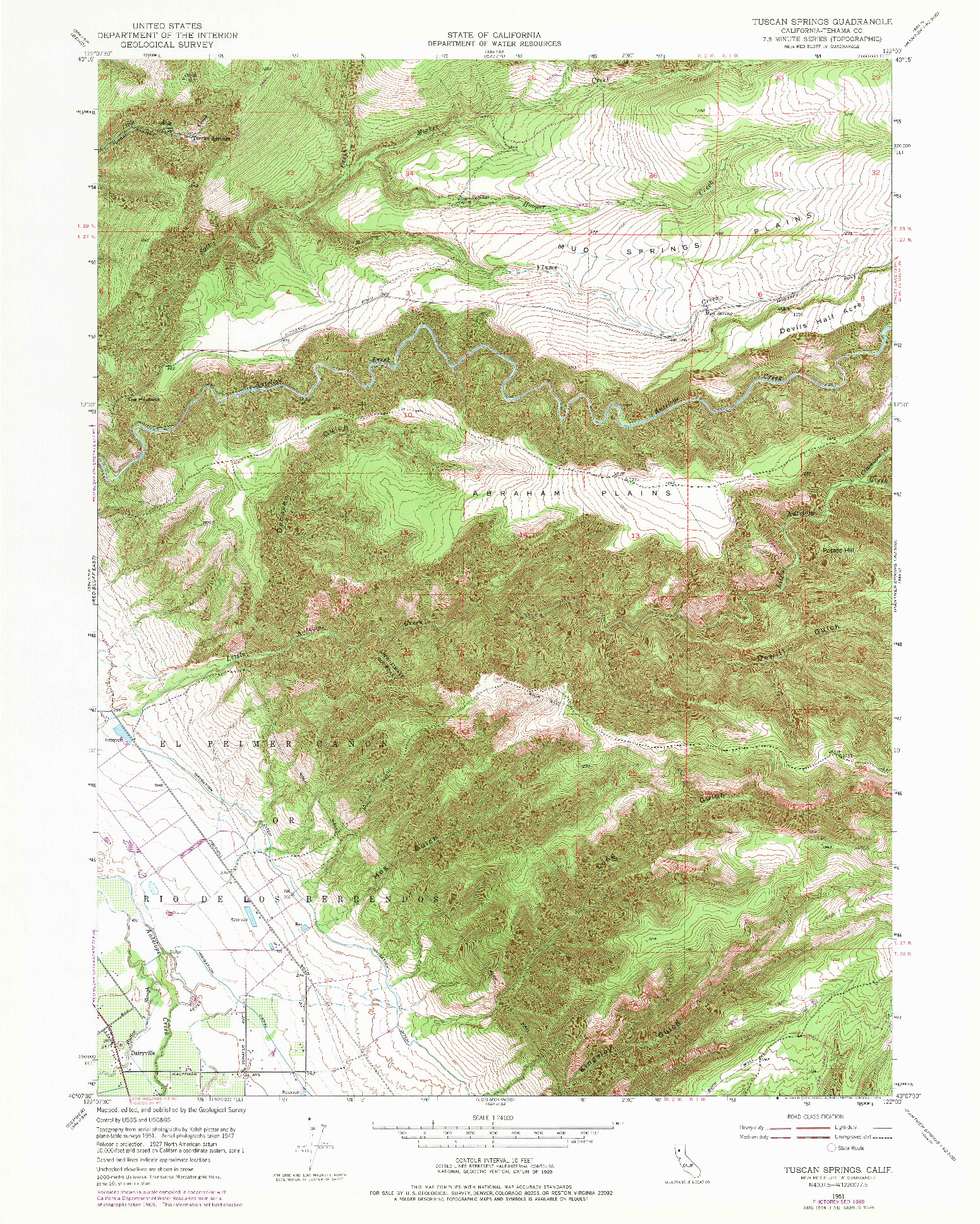 USGS 1:24000-SCALE QUADRANGLE FOR TUSCAN SPRINGS, CA 1951