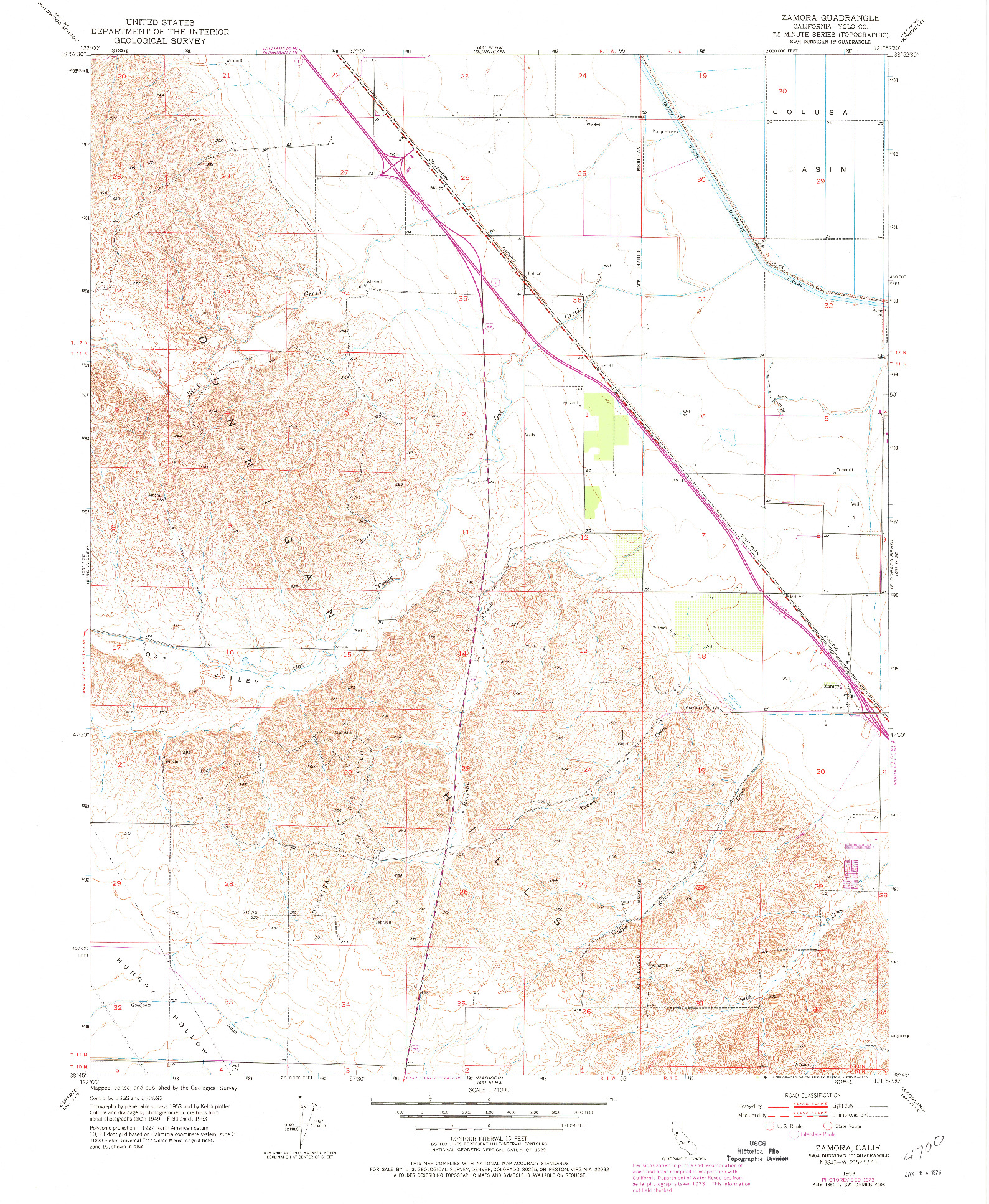 USGS 1:24000-SCALE QUADRANGLE FOR ZAMORA, CA 1953